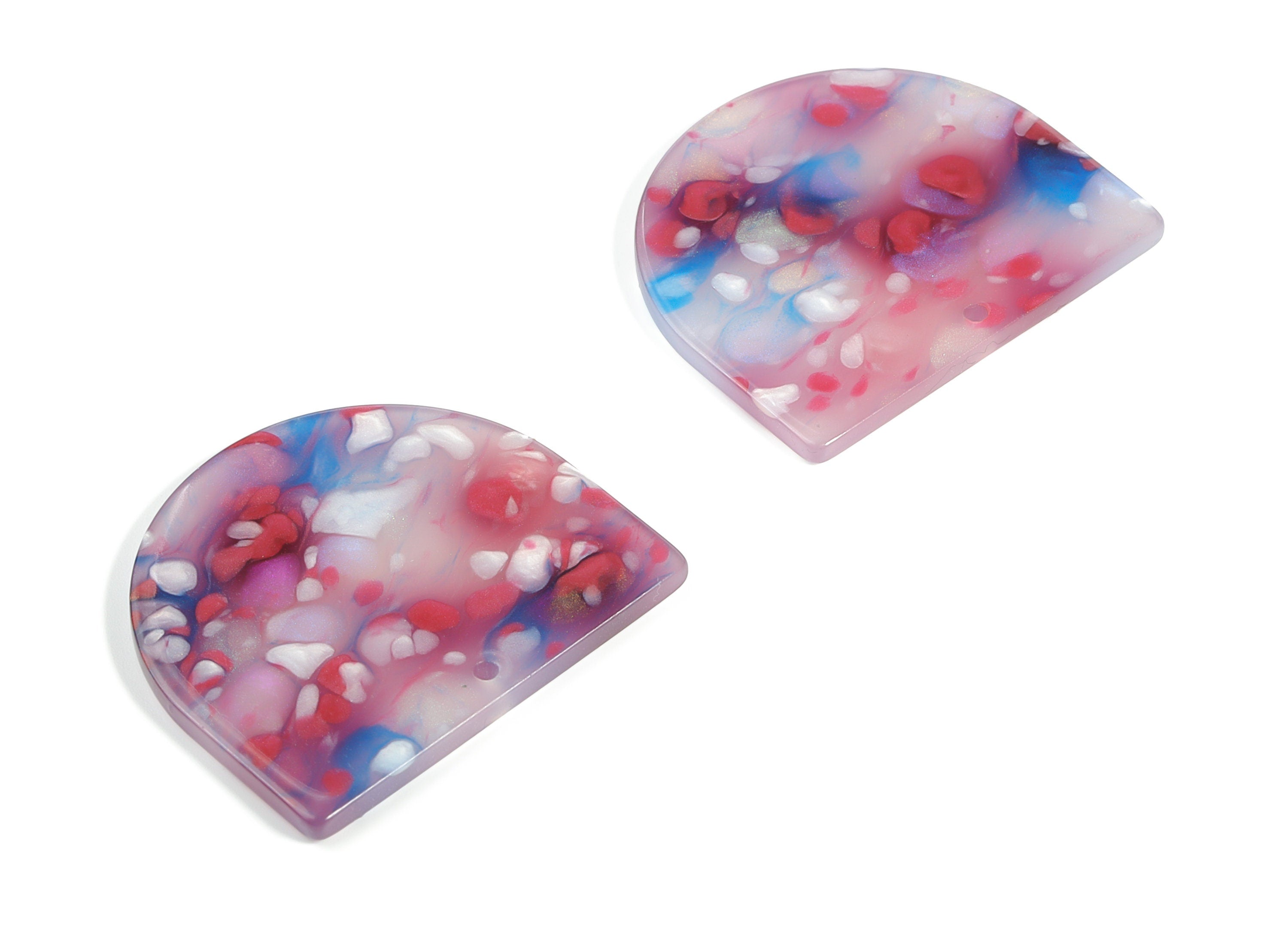 Acrylic D Earring Charms - Semi Circle Pendant - Earring Findings - Jewelry Supplies - Color Code: A609 - 33.35x29.18x1.96mm - AC1094-A609 - DOMEDBAZAAR