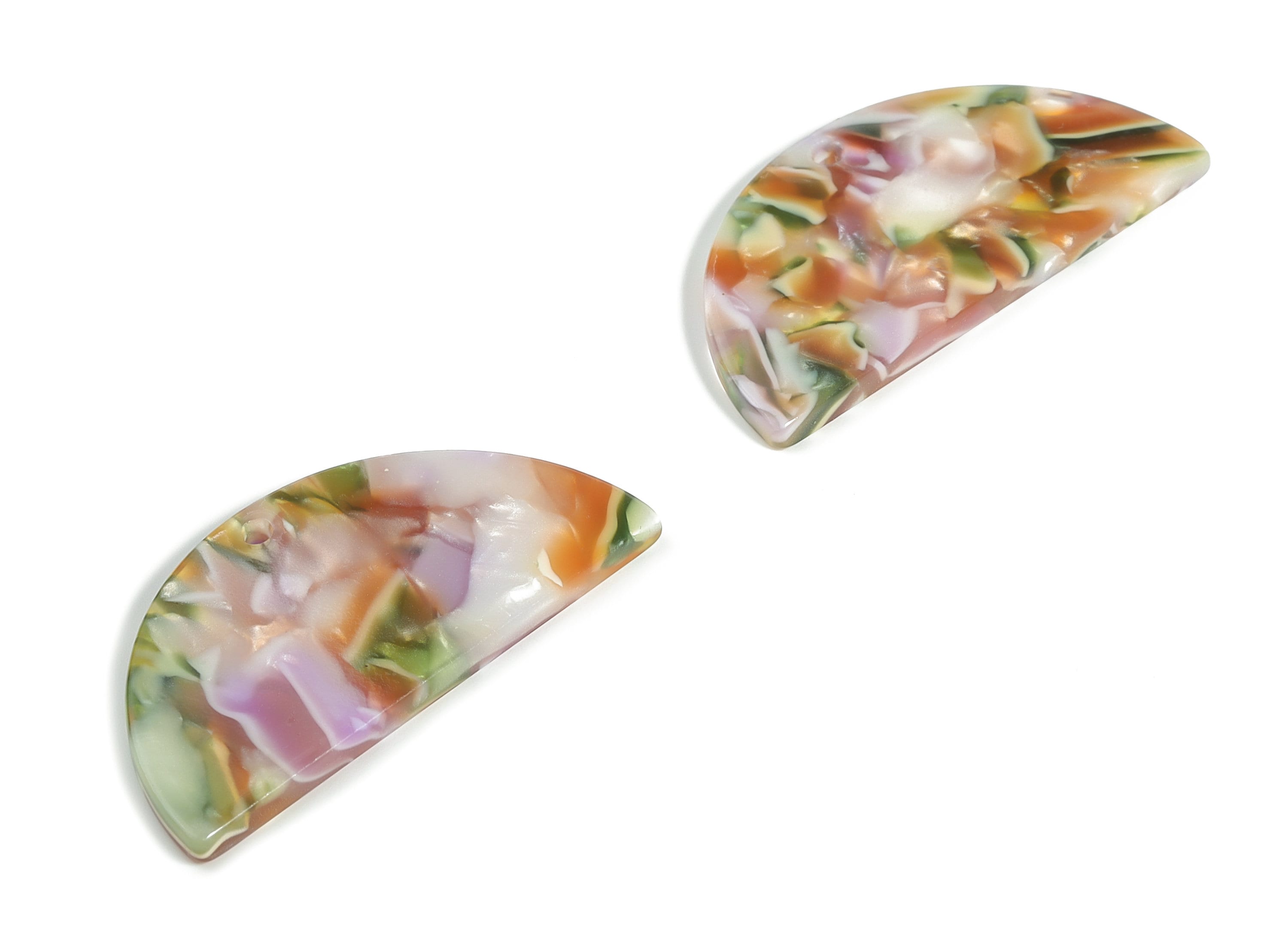 Acetate Semicircle Earring Charms - Acetate Half Moon Pendant - Jewelry Making Supplies - Color Code: A537 - 37.31x18.32x2.5mm - AC2252-A537 - DOMEDBAZAAR