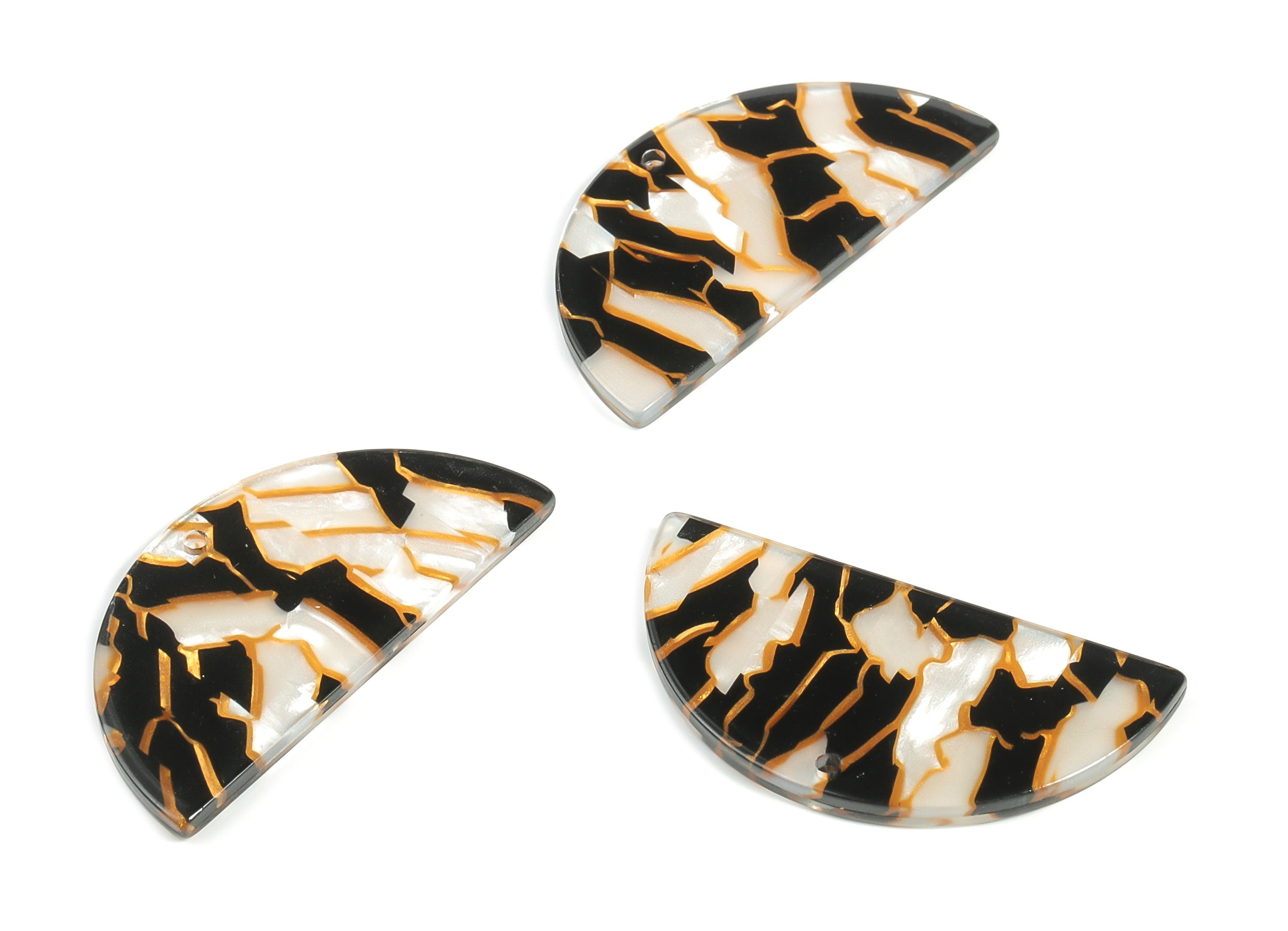 Acrylic Semicircle Earring Charms - Acrylic Half Moon Pendant - Jewelry Making Supplies - Color Code: A403 - 37.15x18.58x2.6mm - AC2252-A403 - DOMEDBAZAAR