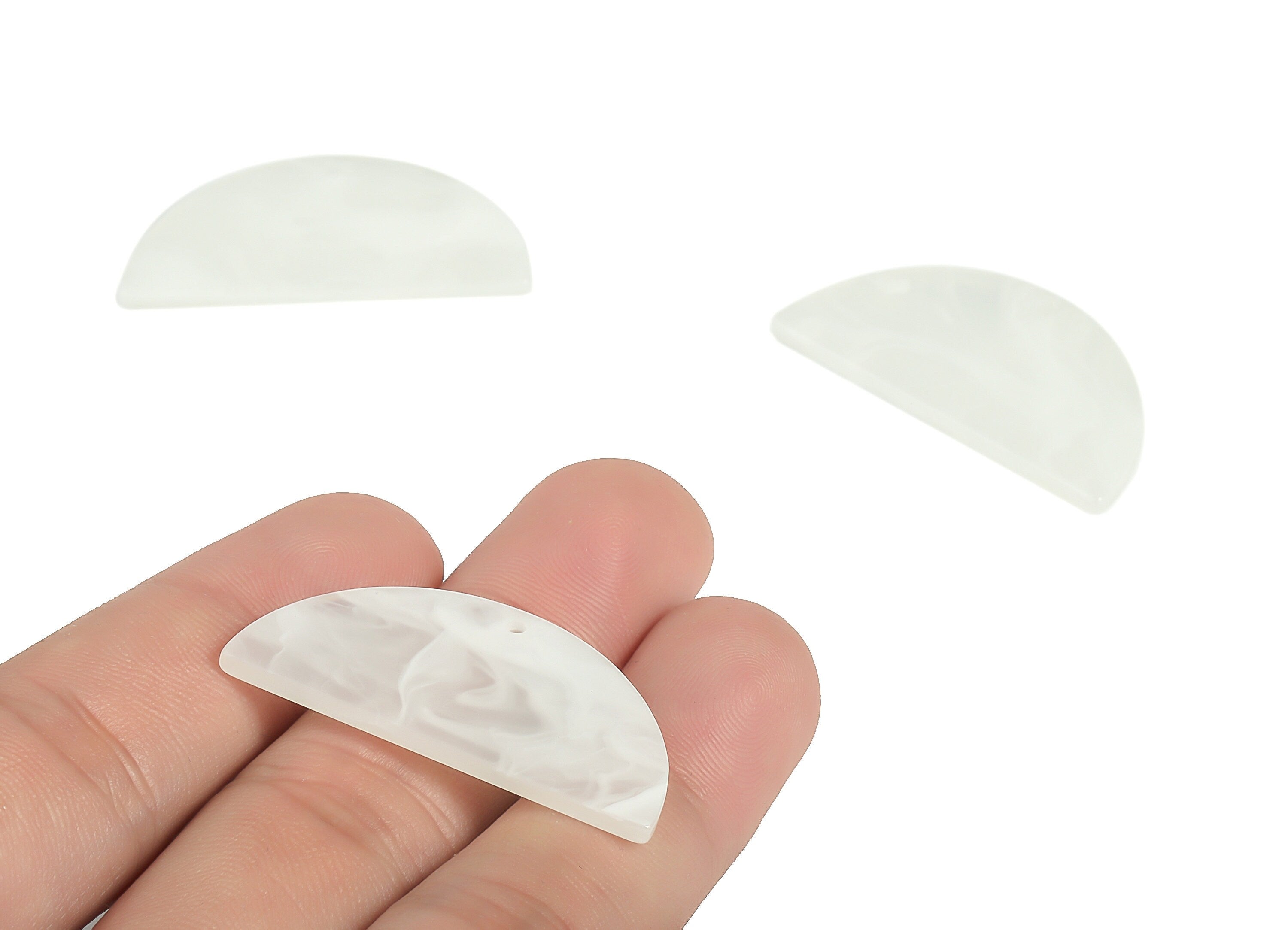 Acrylic Semicircle Earring Charms - Acrylic Half Moon Pendant - Jewelry Making Supplies - Color Code: A520 - 37.49x18.73x2.2mm - AC2252-A520 - DOMEDBAZAAR