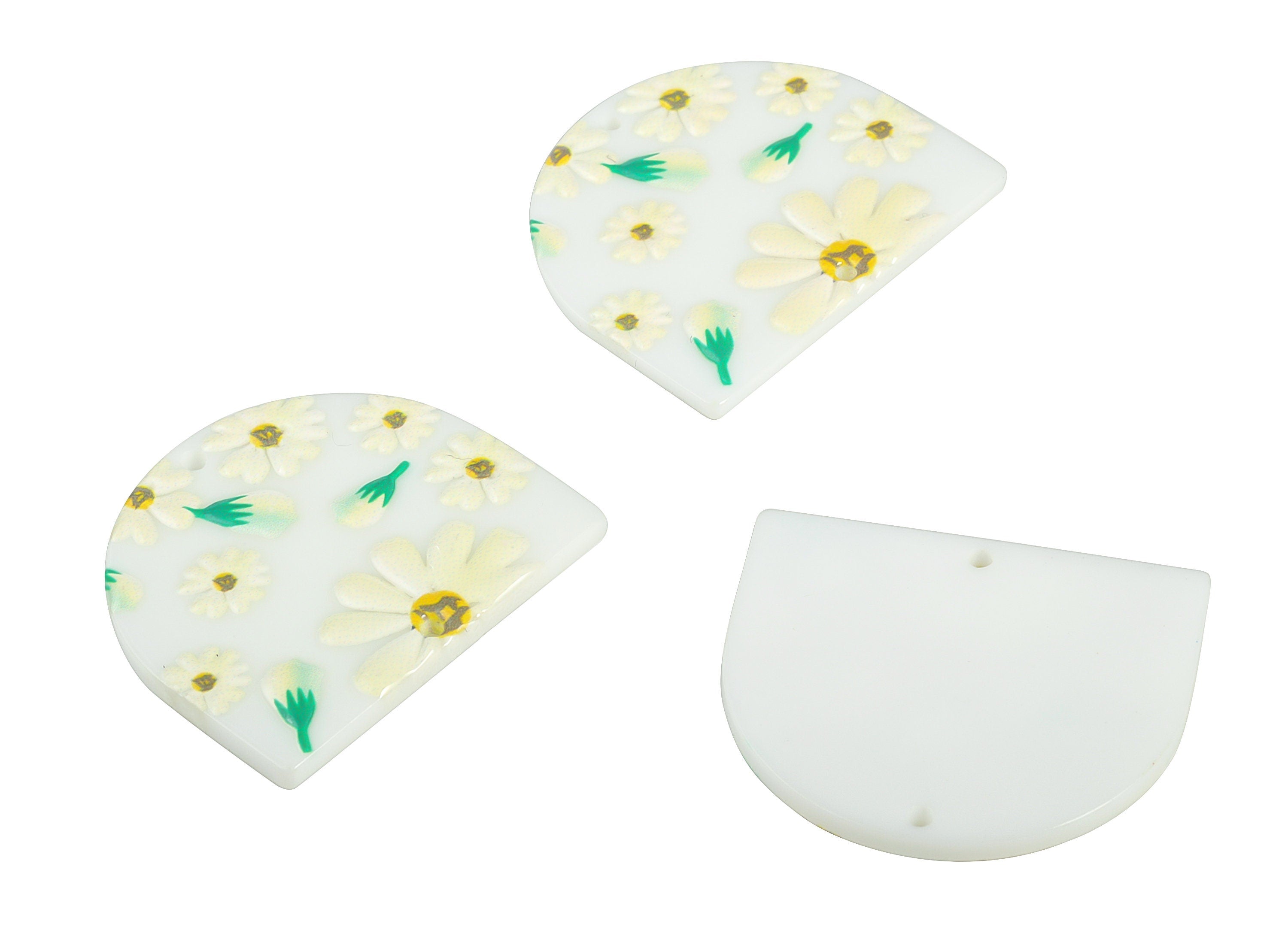 Acrylic D Flower Earring Connector - Acrylic Semicircle Charms - Half Moon Pendant - Jewelry Making Supplies - 34.34x29.34x2.49mm - AC2251B - DOMEDBAZAAR
