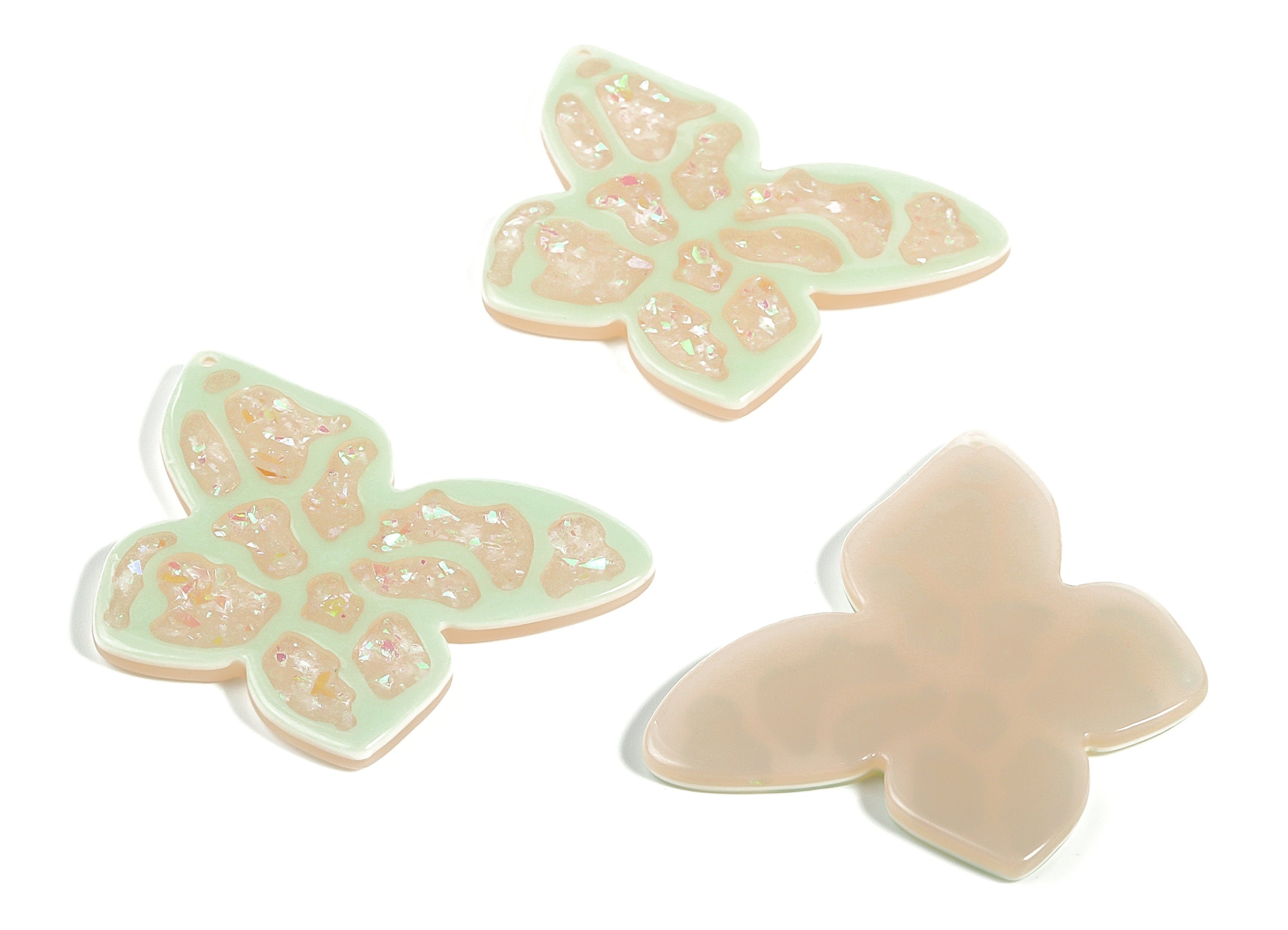 Spraylacquer Acrylic Butterfly Earring Charms - Acrylic Butterfly Pendant - Jewelry Making Supplies - 40.04x29x2.72mm - AC2255 - DOMEDBAZAAR