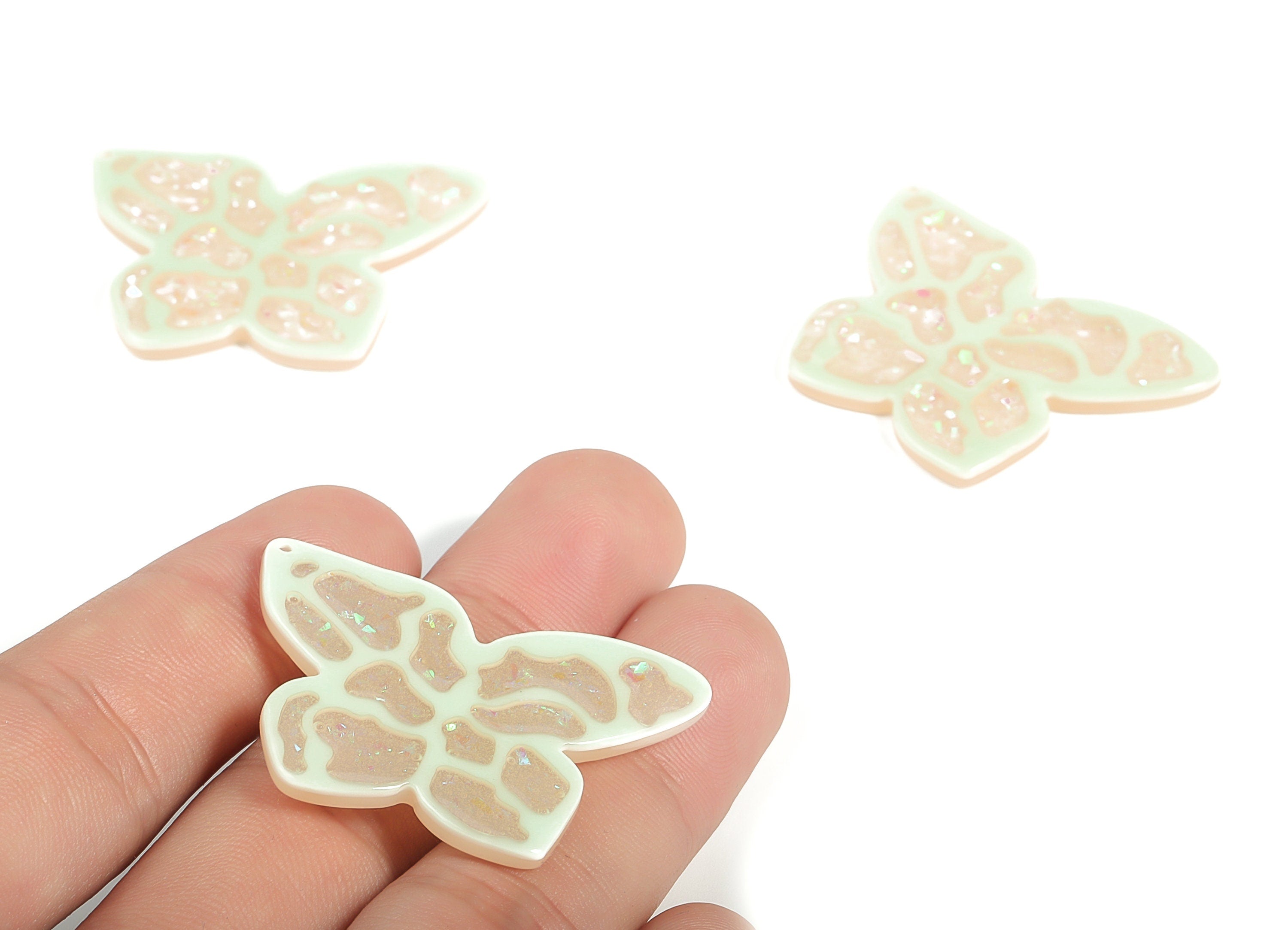 Spraylacquer Acrylic Butterfly Earring Charms - Acrylic Butterfly Pendant - Jewelry Making Supplies - 40.04x29x2.72mm - AC2255 - DOMEDBAZAAR