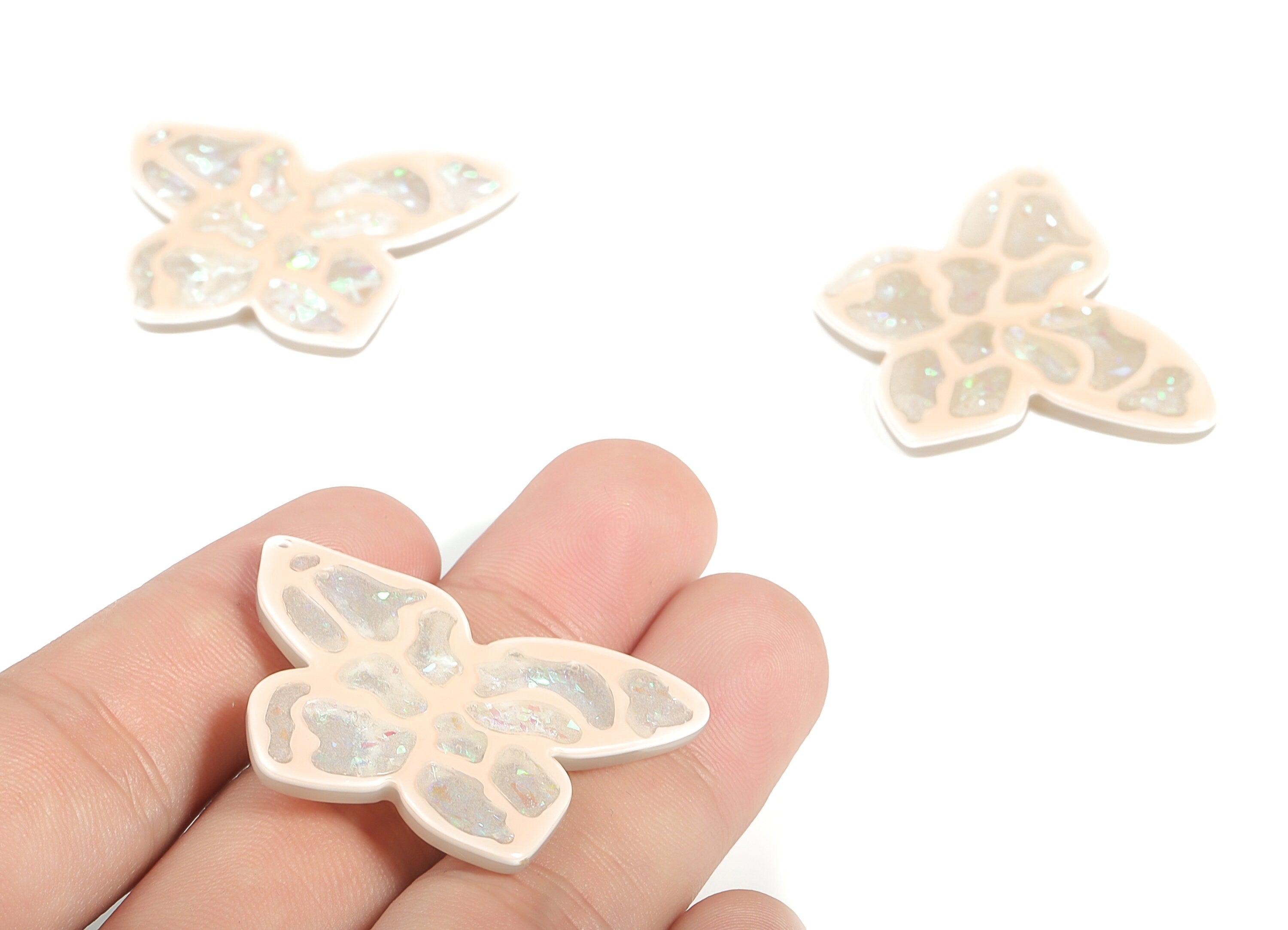 Spraylacquer Acrylic Butterfly Earring Charms - Acrylic Butterfly Pendant - Jewelry Making Supplies - 40.39x29.03x2.84mm - AC2256 - DOMEDBAZAAR