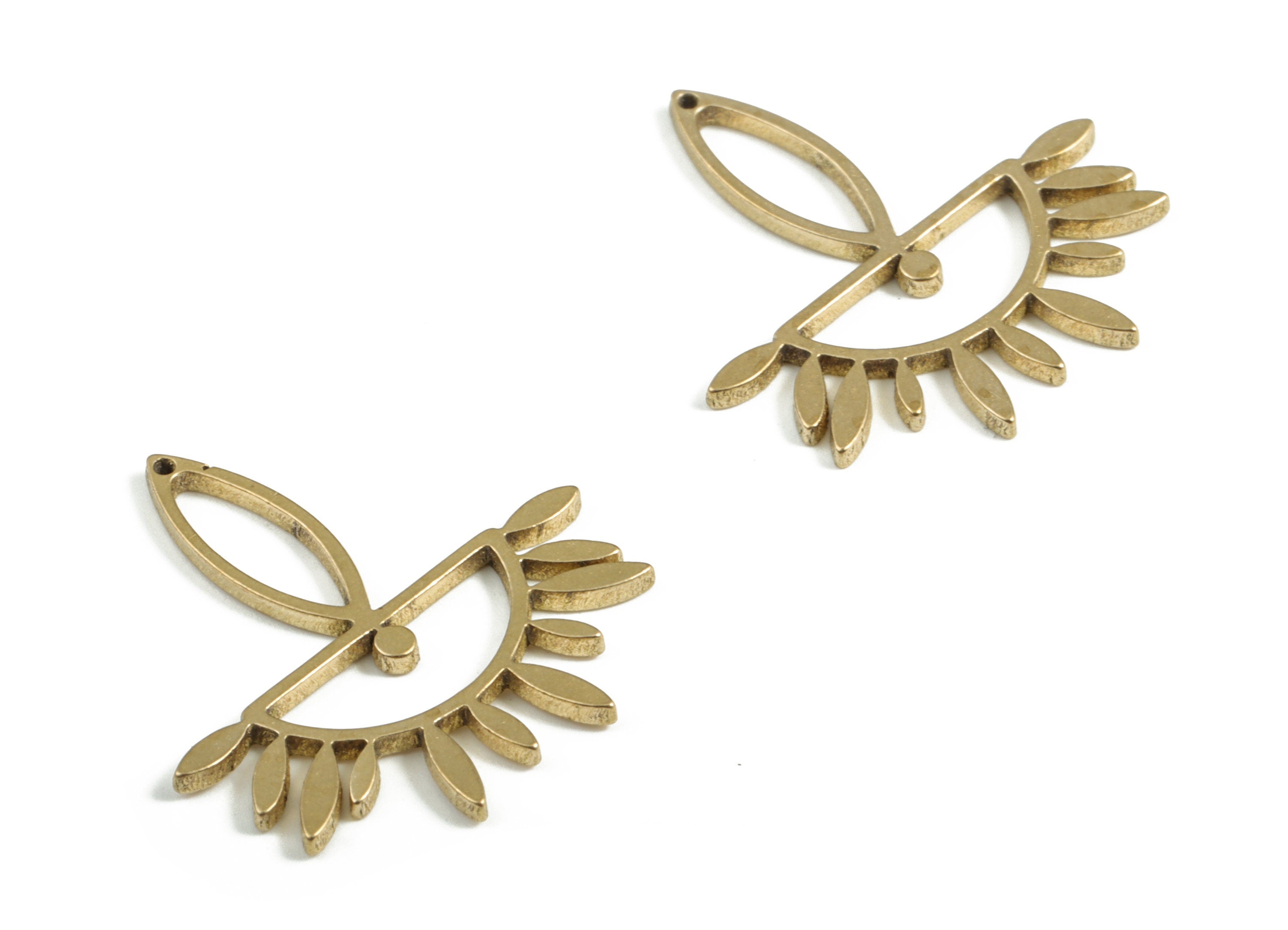 Marquise Semi Circle Pendant - Raw Brass Marquise Half Moon Earring Charms - Jewelry Making Supplies - 21.64x20.47x1.07mm - PP4021 - DOMEDBAZAAR