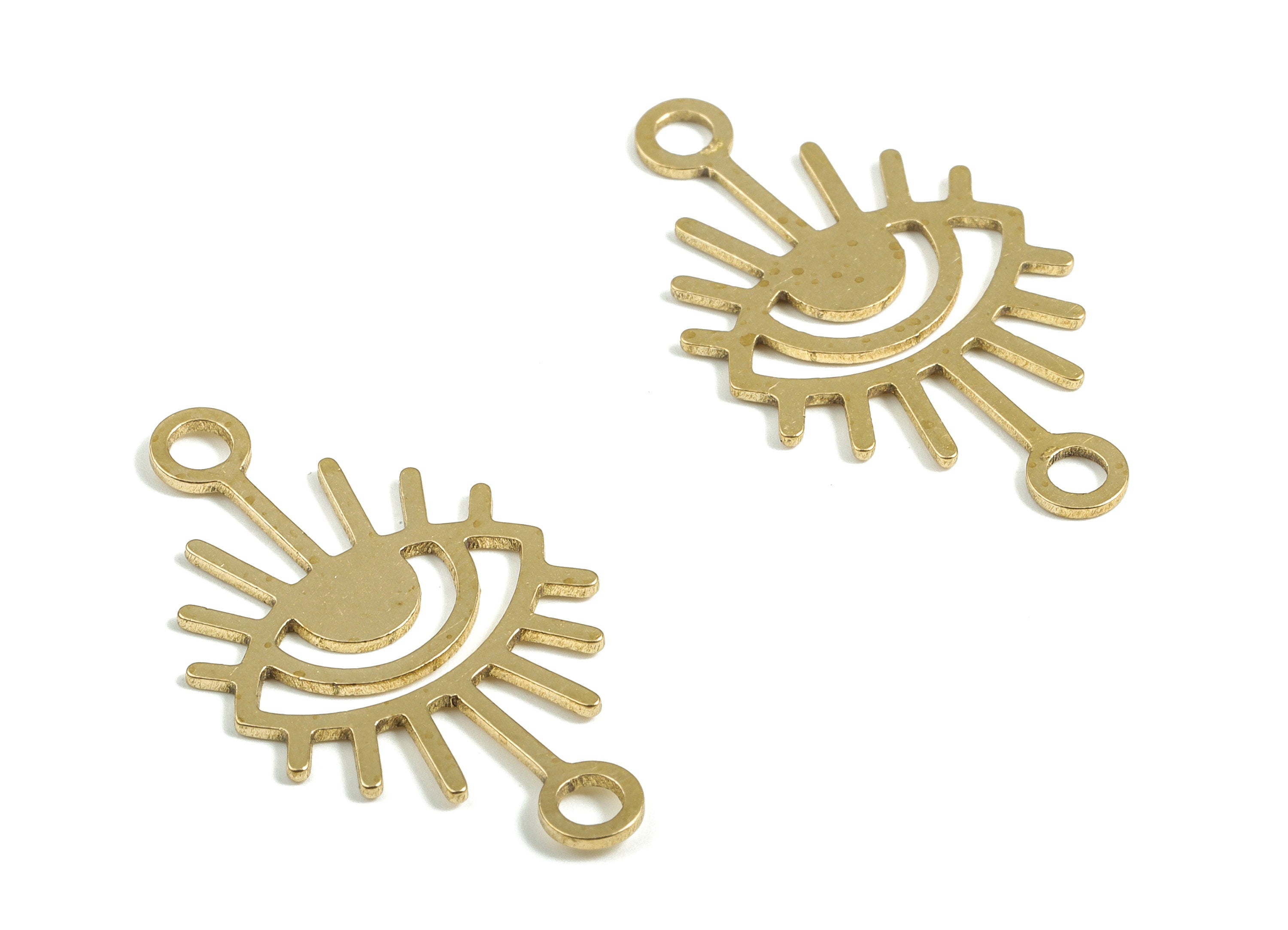 Brass Eye Earring Connector - Raw Brass Eye Charms - Earring Findings - Jewelry Making Supplies - 29.87x16.09x0.69mm - PP3978 - DOMEDBAZAAR