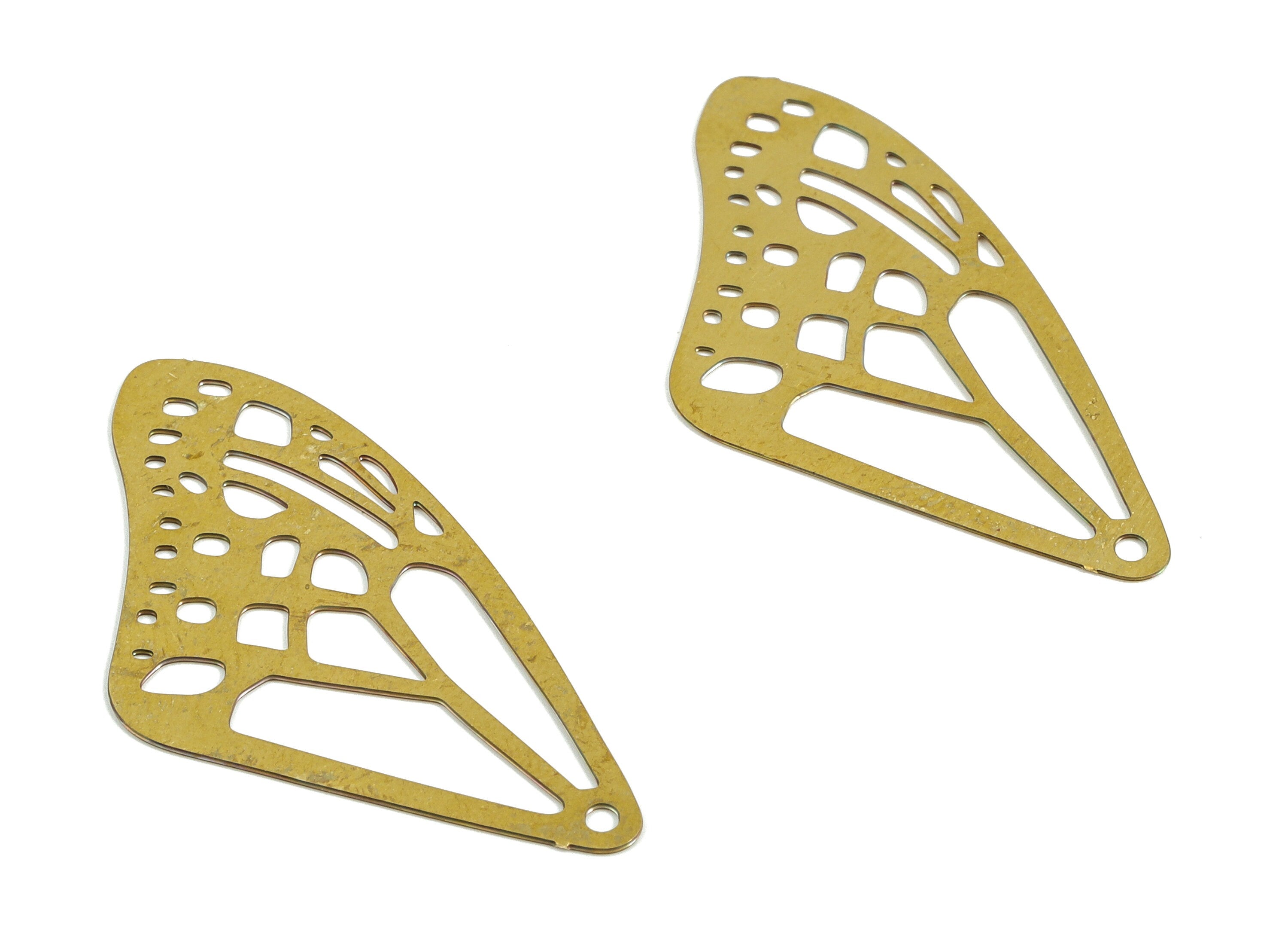 Brass Butterfly Wing Charm Pendant - Raw Brass Geometric Wing Earring Charm - DIY Jewelry Making Supplies - 35.11x18.02x0.28mm - JJC12337 - DOMEDBAZAAR