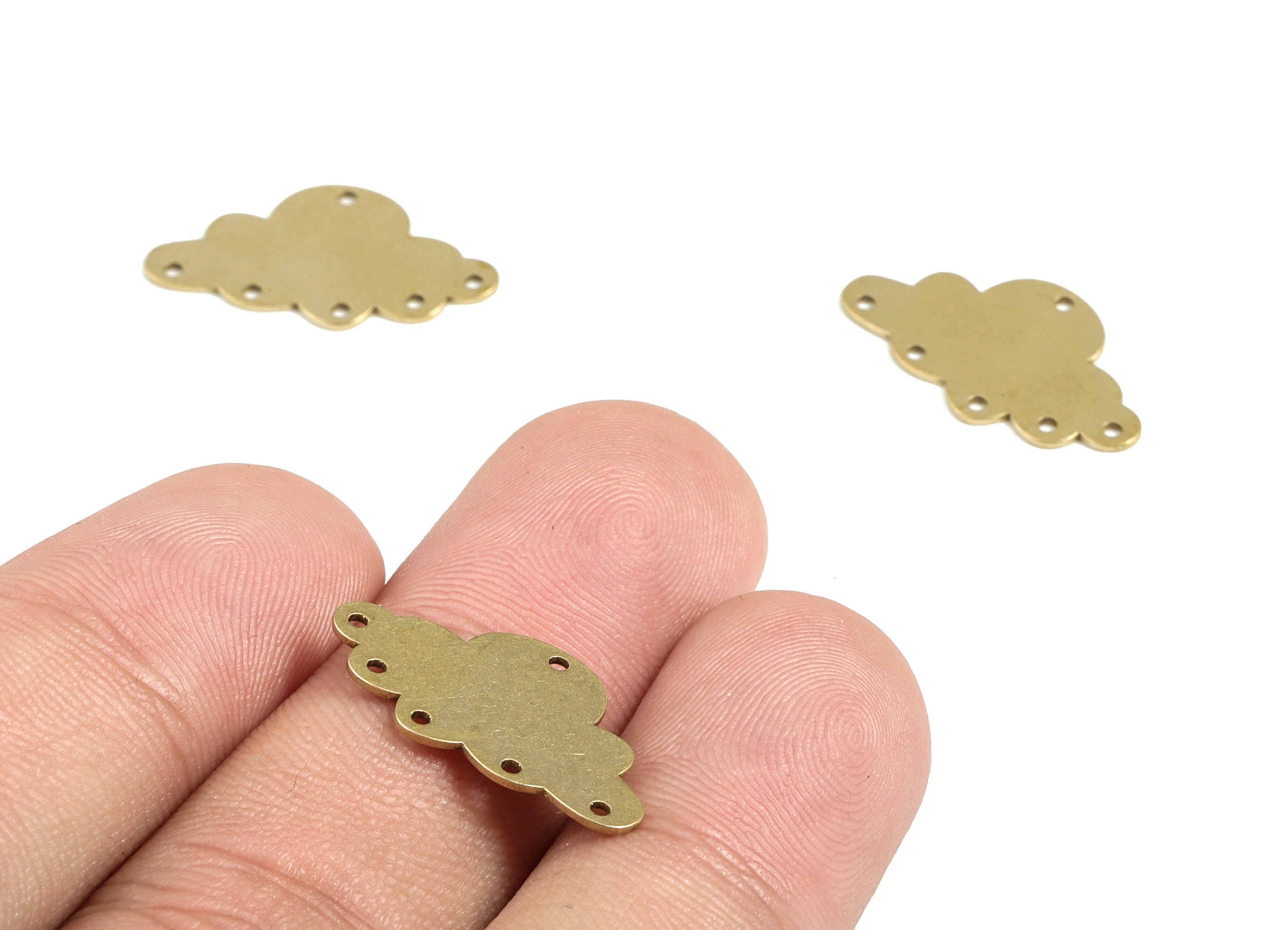 Personalized stamping blank - Cloud Earring Connector - Raw Brass Cloud Earring Charms - 6 Holes Connector - 22.08x11.94x0.57mm - PP4034 - DOMEDBAZAAR