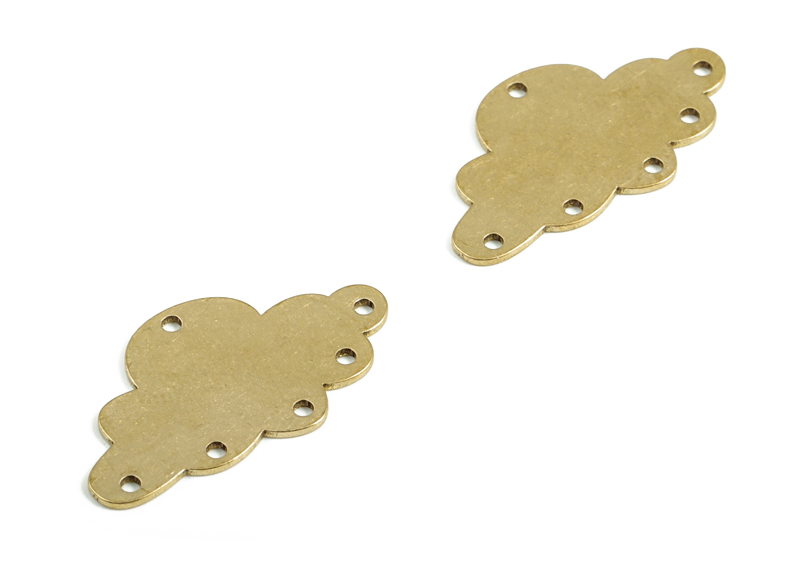 Personalized stamping blank - Cloud Earring Connector - Raw Brass Cloud Earring Charms - 6 Holes Connector - 22.08x11.94x0.57mm - PP4034 - DOMEDBAZAAR