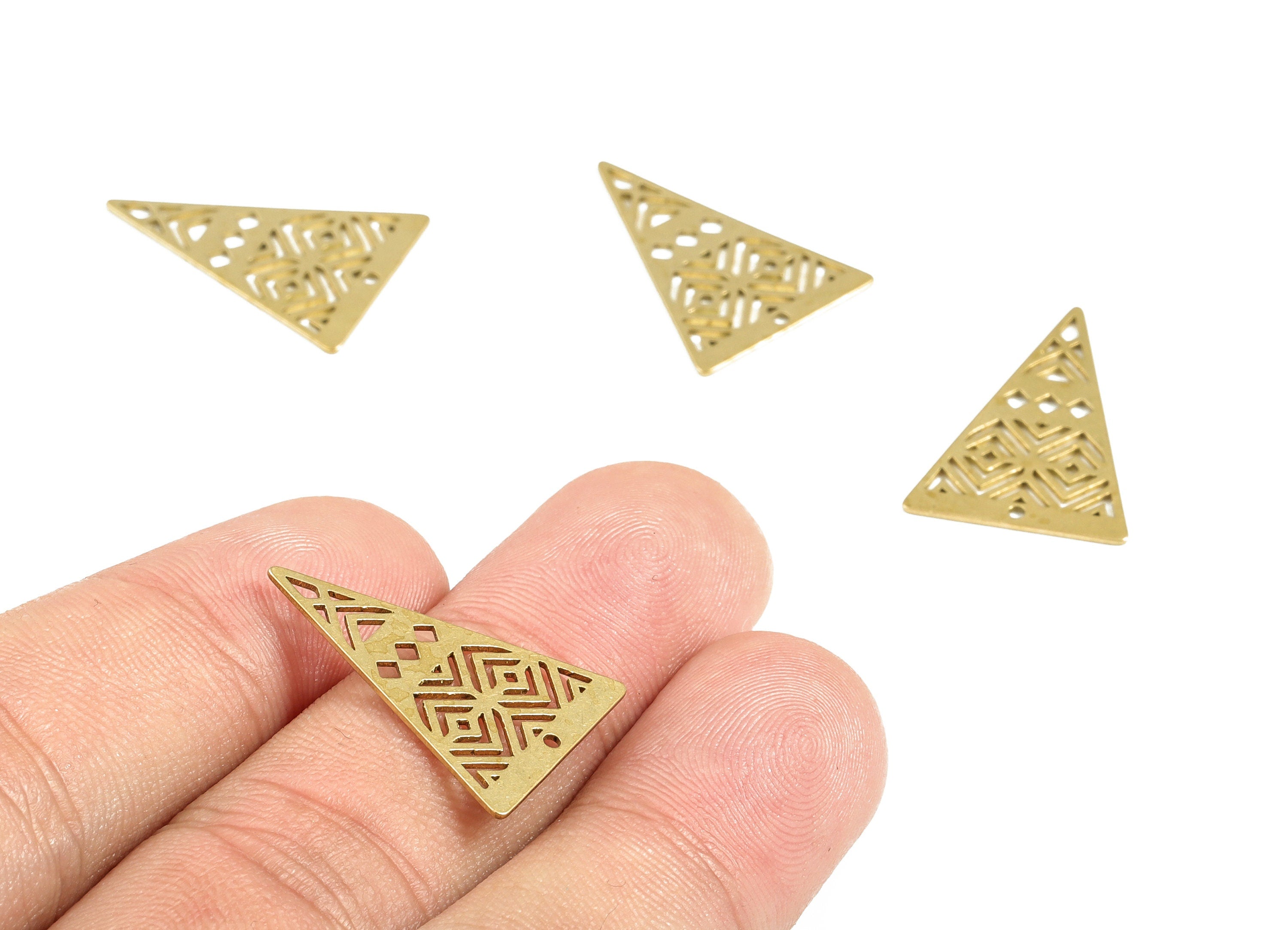 Brass Triangle Earring Charms - Raw Brass Triangle Pendant - Earrings Finding - Jewelry Making Supplies - 23.87x16.49x0.57mm - PP4028 - DOMEDBAZAAR