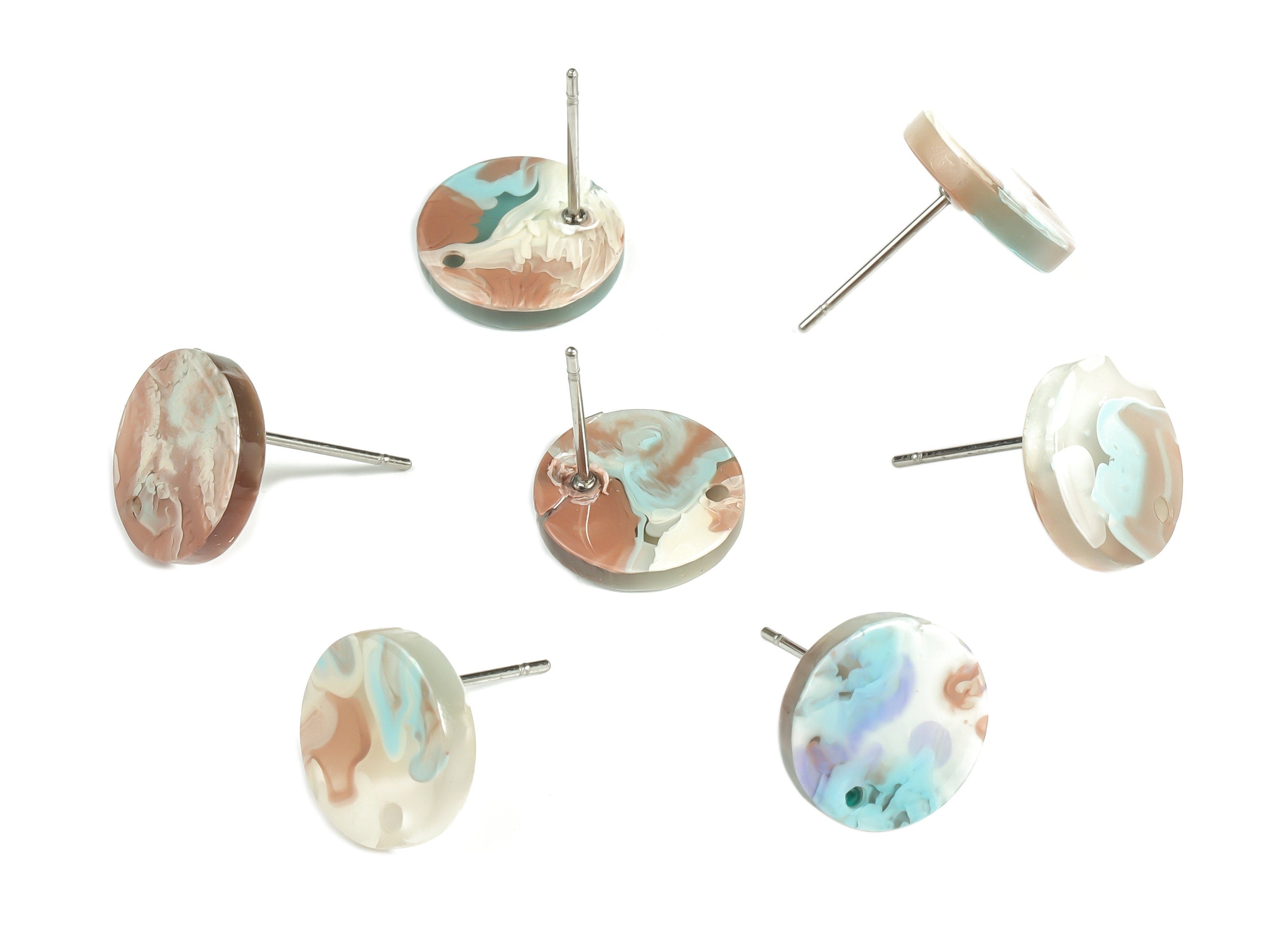 Acrylic Round Earring Post - Acrylic Round Earring Stud - Earring Post Findings - Color Code: A585- 11.83x11.67x2.53mm - AC1139-A585 - DOMEDBAZAAR