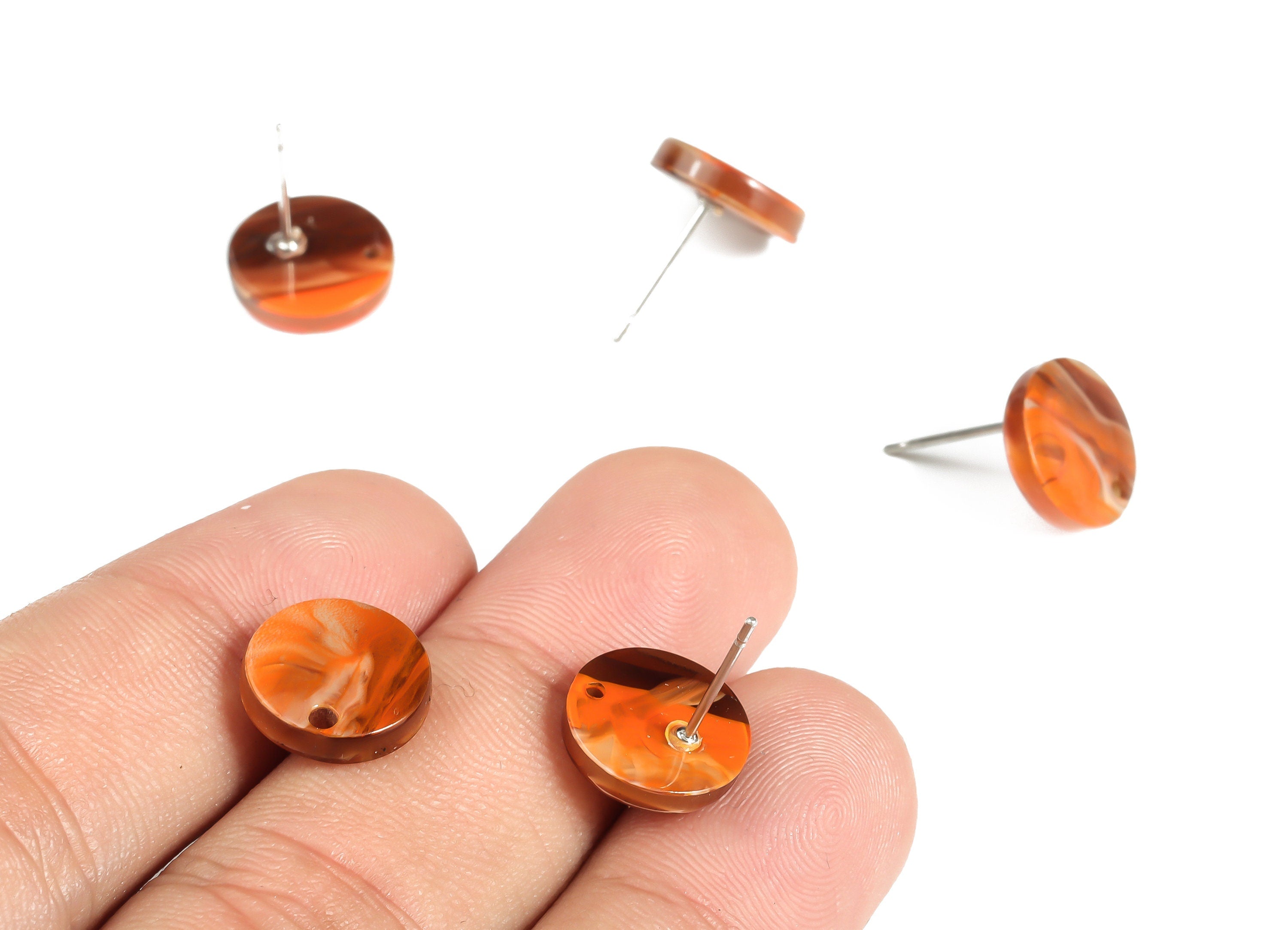 Acrylic Round Earring Post - Acrylic Round Earring Stud - Earring Post Findings - Color Code: A622- 11.78x11.67x2.61mm - AC1139-A622 - DOMEDBAZAAR