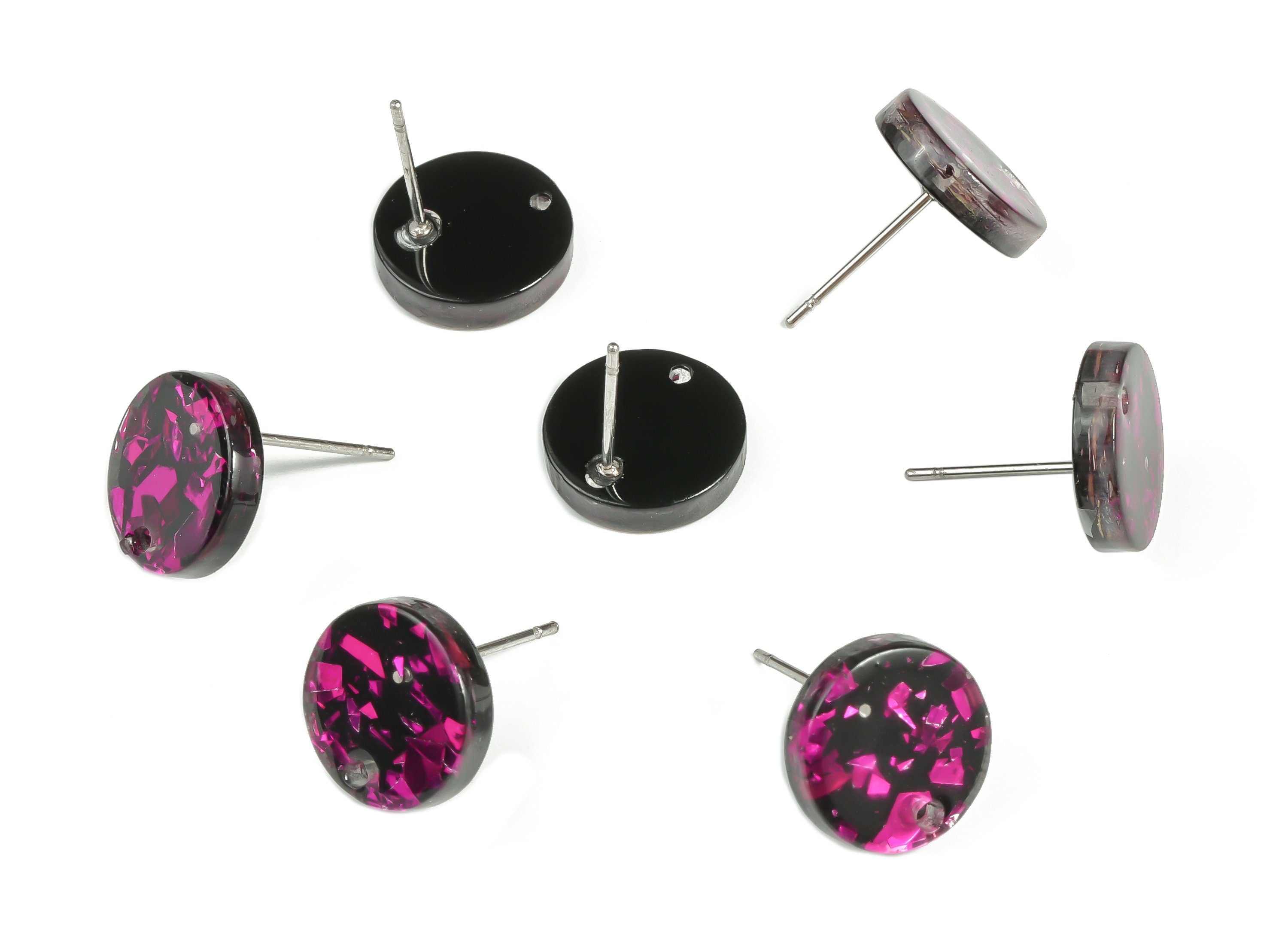 Acrylic Round Earring Post - Acrylic Round Earring Stud - Earring Post Findings - Color Code: A636- 11.72x11.64x2.77mm - AC1139-A636 - DOMEDBAZAAR