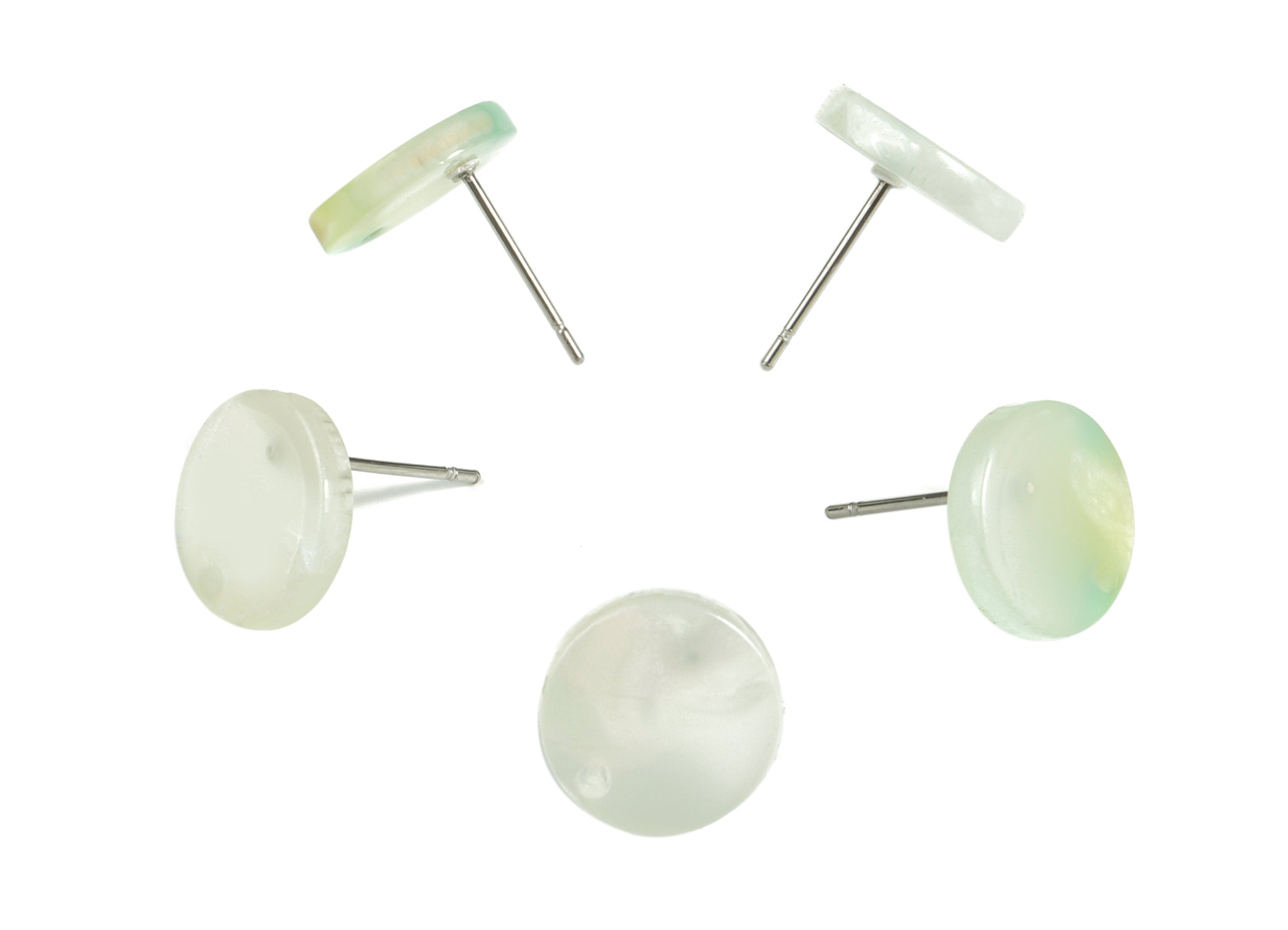 Acrylic Round Earring Stud - Acrylic Circle Earring Post - 316 Surgical Stainless Steel - Color Code: A597 - 11.74x11.7x2.6mm - AC1139-A597 - DOMEDBAZAAR