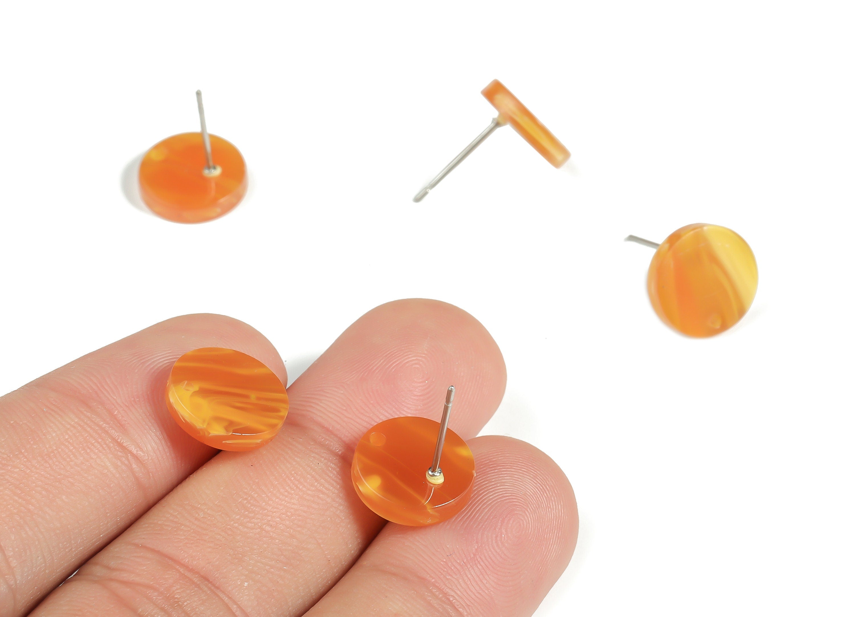 Acrylic Round Earring Post - Acrylic Round Earring Stud - Earring Post Findings - Color Code: A563 - 11.76x11.64x2.66mm - AC1139-A563 - DOMEDBAZAAR