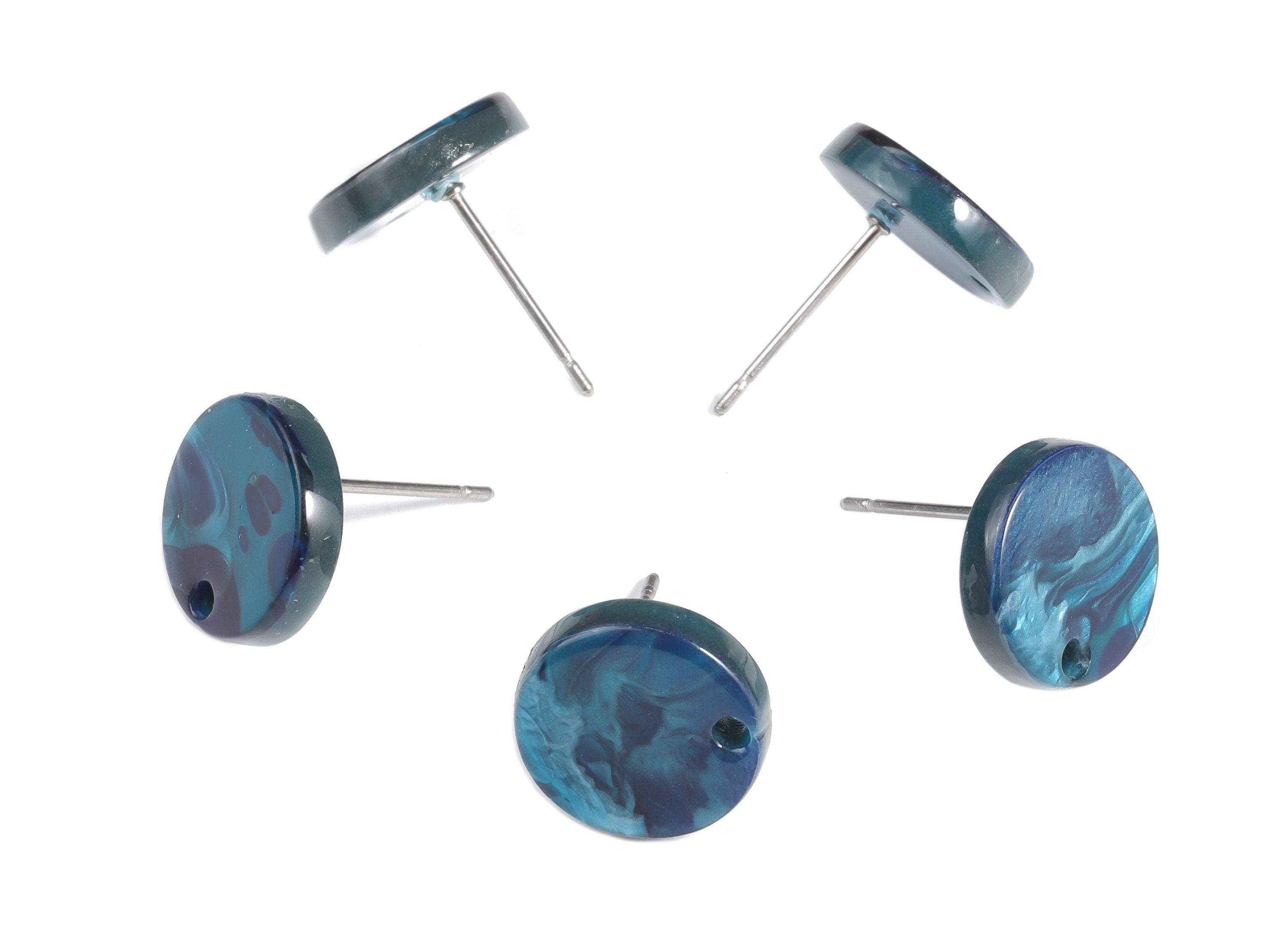 Acrylic Round Earring Stud - Acrylic Round Earring Post - Earring Post Findings - Color Code: A631- 11.87x11.79x2.46mm - AC1139-A631 - DOMEDBAZAAR