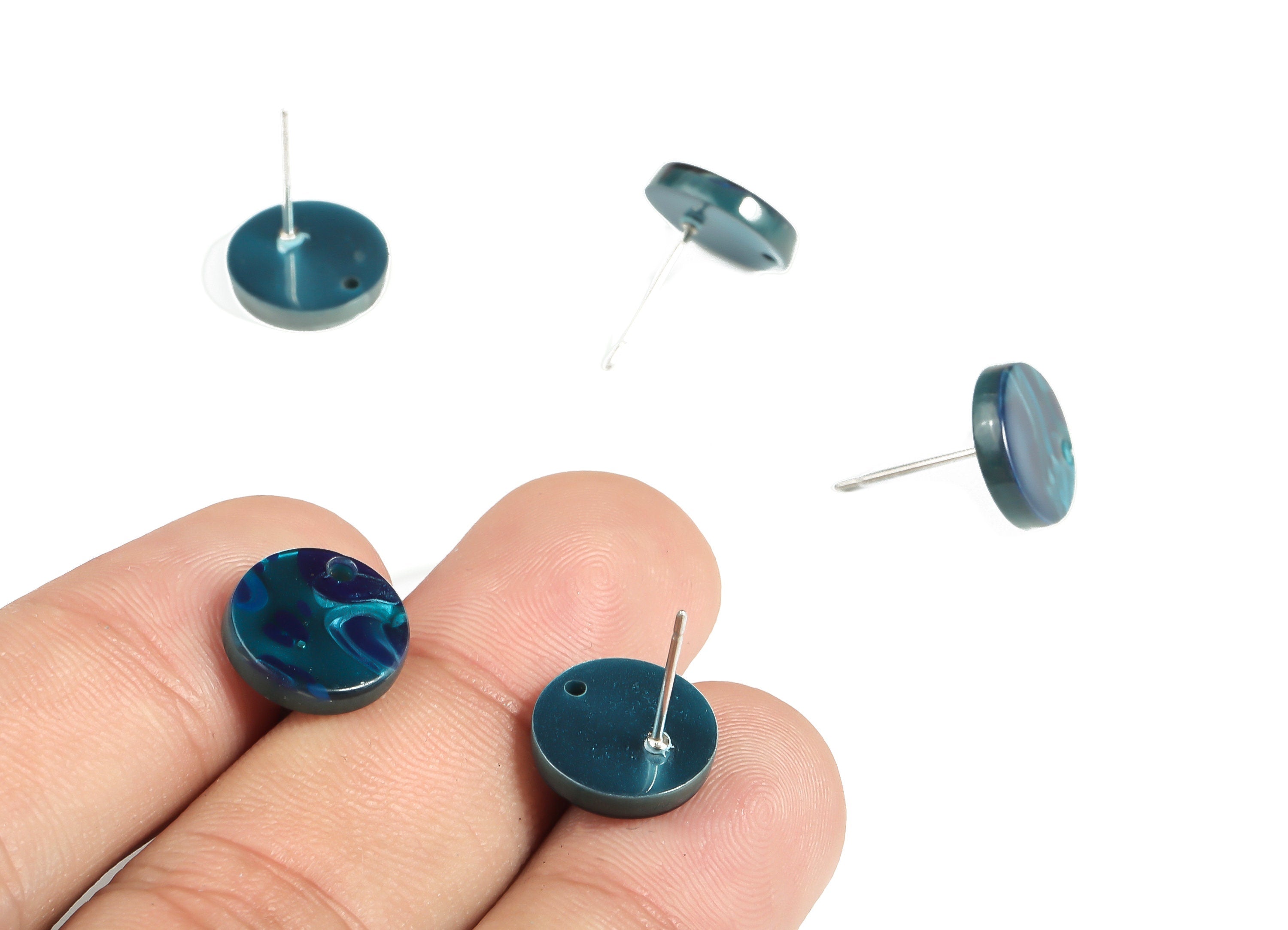 Acrylic Round Earring Stud - Acrylic Round Earring Post - Earring Post Findings - Color Code: A631- 11.87x11.79x2.46mm - AC1139-A631 - DOMEDBAZAAR