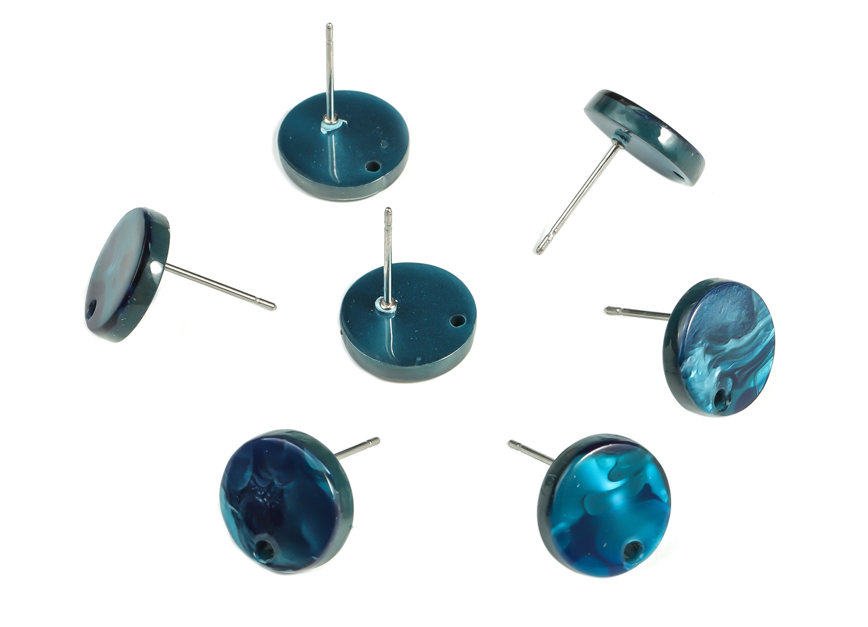 Acrylic Round Earring Stud - Acrylic Round Earring Post - Earring Post Findings - Color Code: A631- 11.87x11.79x2.46mm - AC1139-A631 - DOMEDBAZAAR