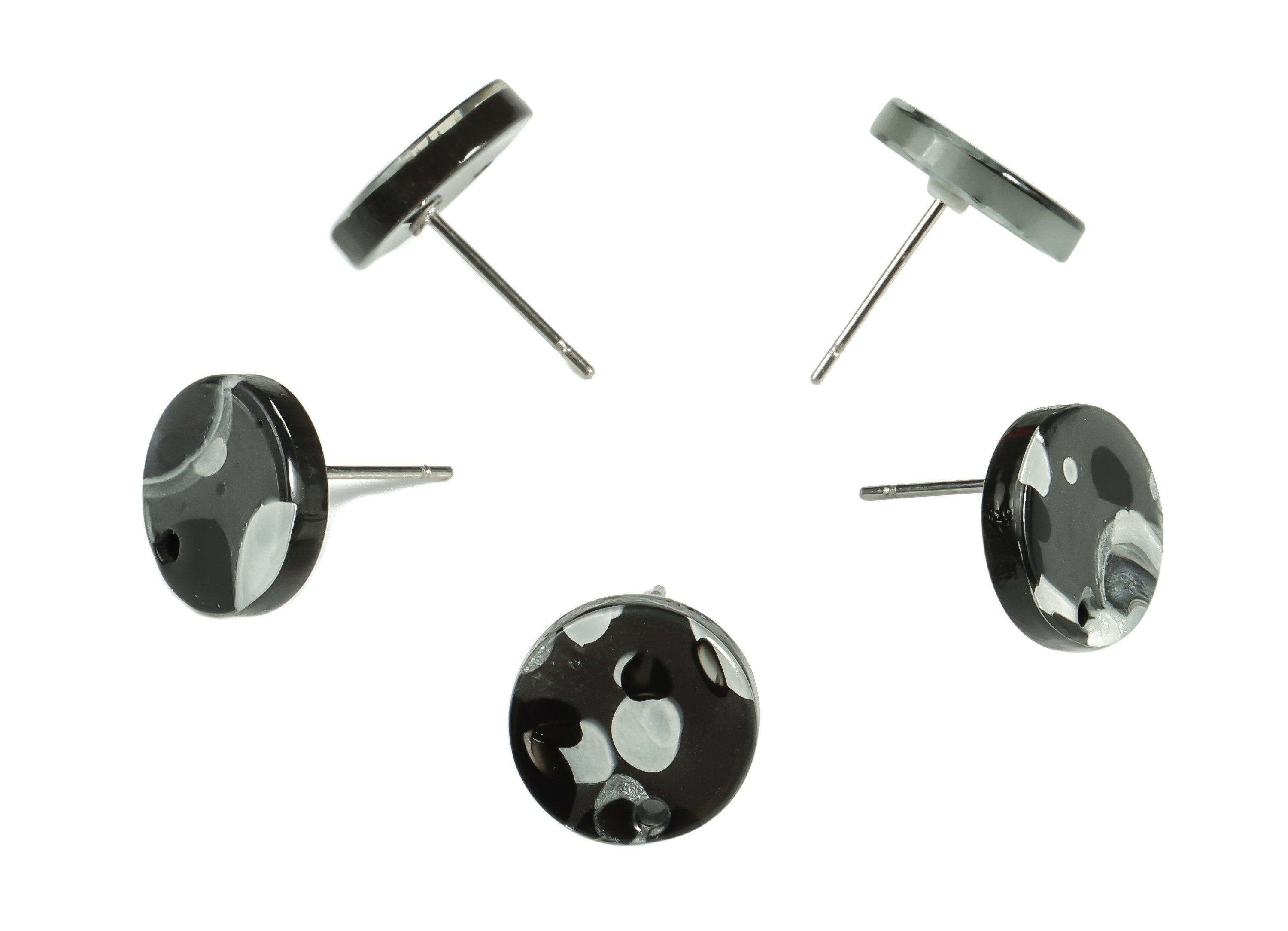 Acrylic Round Earring Stud - Acrylic Round Earring Post - Earring Post Findings - Color Code: A601- 11.78x11.71x2.74mm - AC1139-A601 - DOMEDBAZAAR