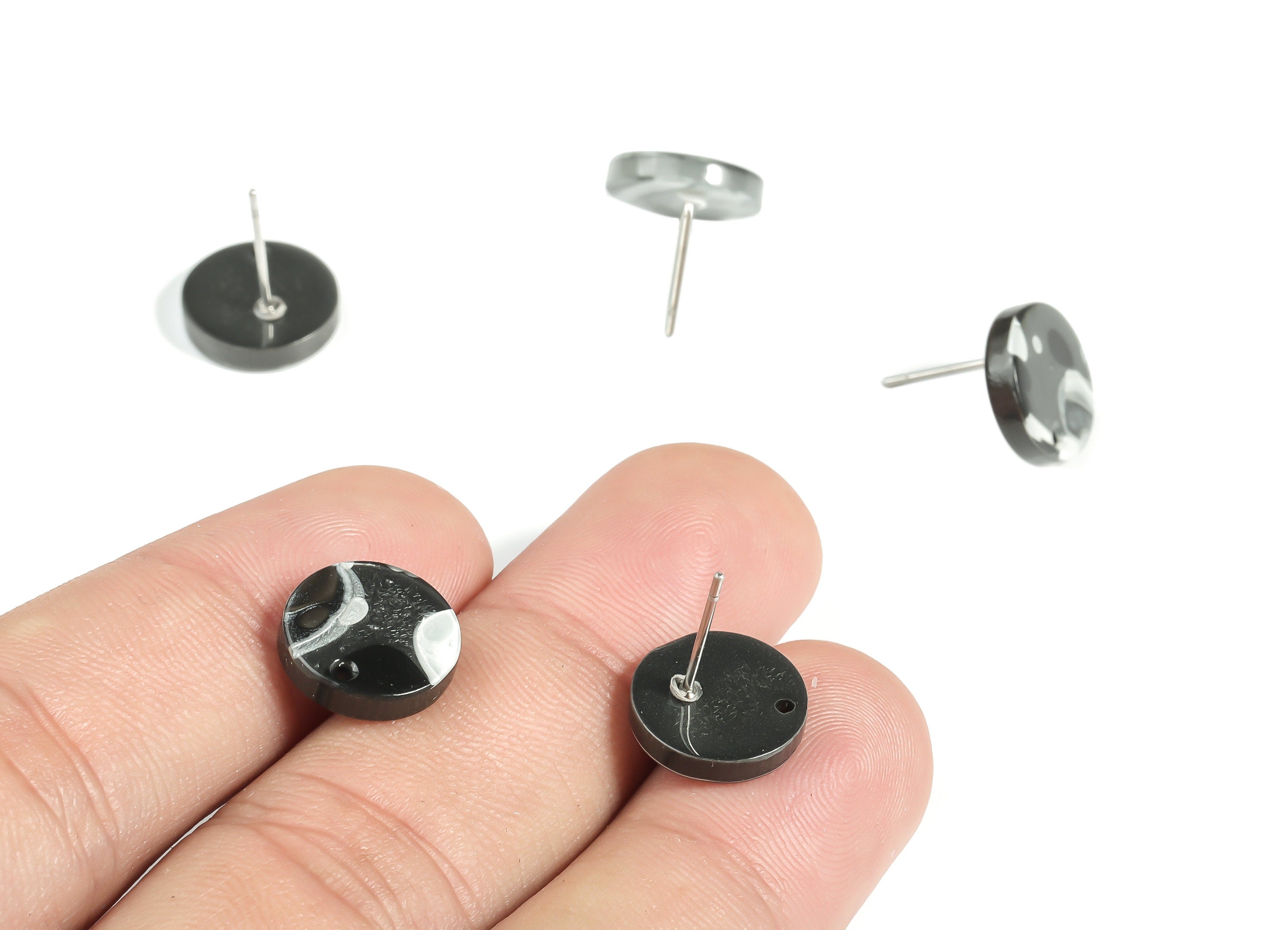 Acrylic Round Earring Stud - Acrylic Round Earring Post - Earring Post Findings - Color Code: A601- 11.78x11.71x2.74mm - AC1139-A601 - DOMEDBAZAAR