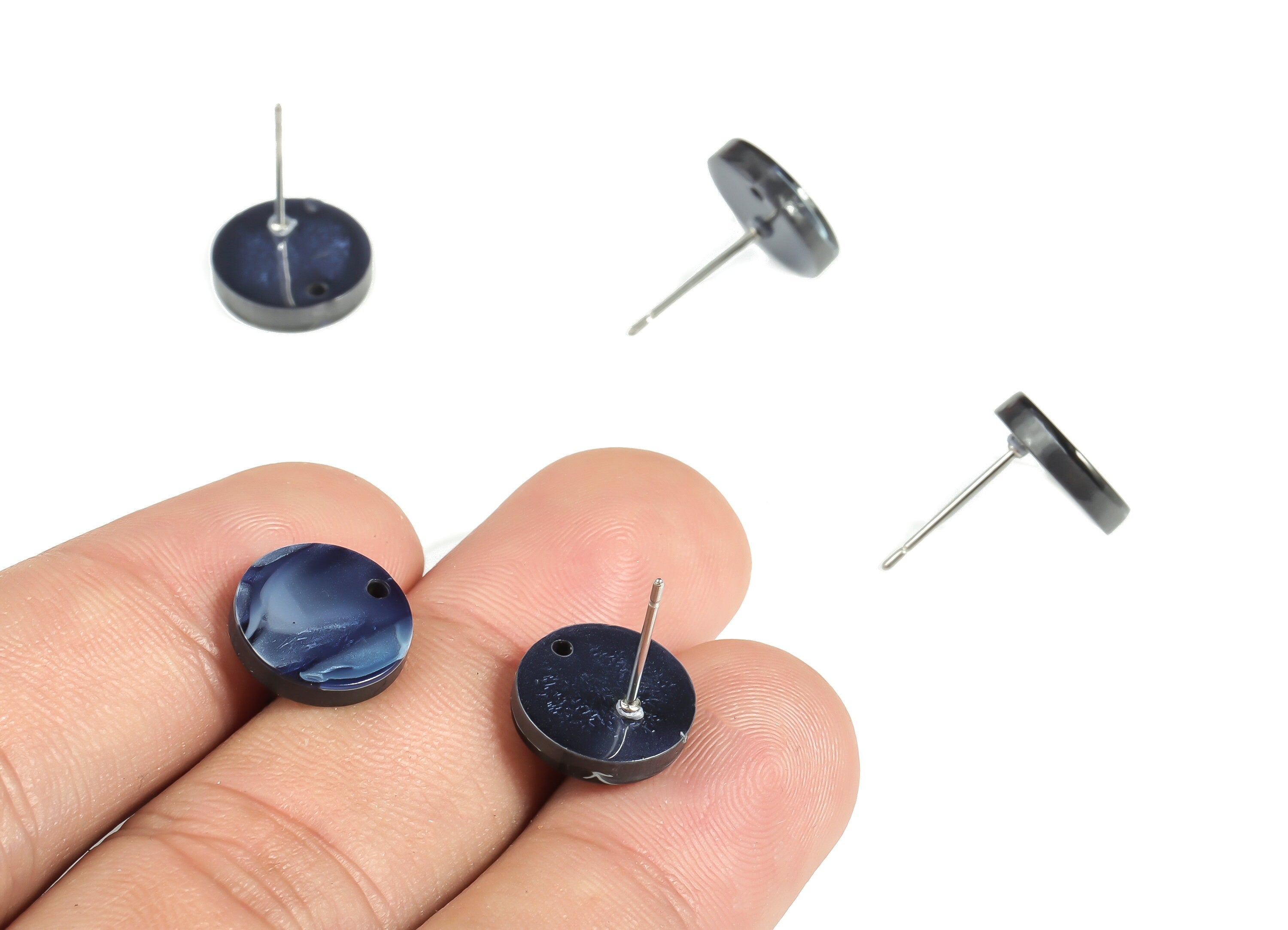 Acrylic Round Earring Post - Acrylic Round Earring Stud - Earring Post Findings - Color Code: A634- 11.71x11.74x2.53mm - AC1139-A634 - DOMEDBAZAAR