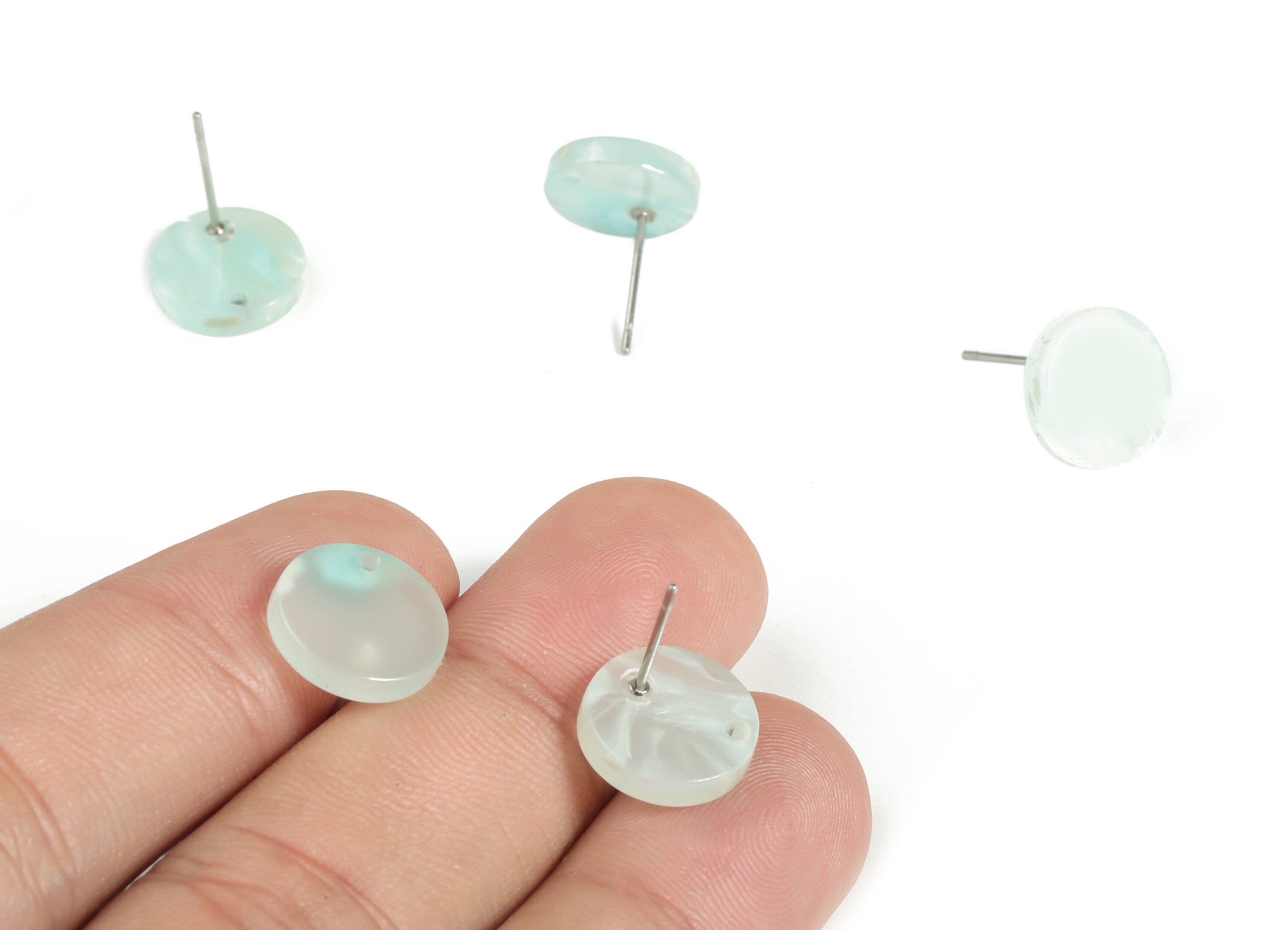 Acrylic Round Earring Stud - Acrylic Round Earring Post - Earring Post Findings - Color Code: A599- 11.91x11.82x2.76mm - AC1139-A599 - DOMEDBAZAAR
