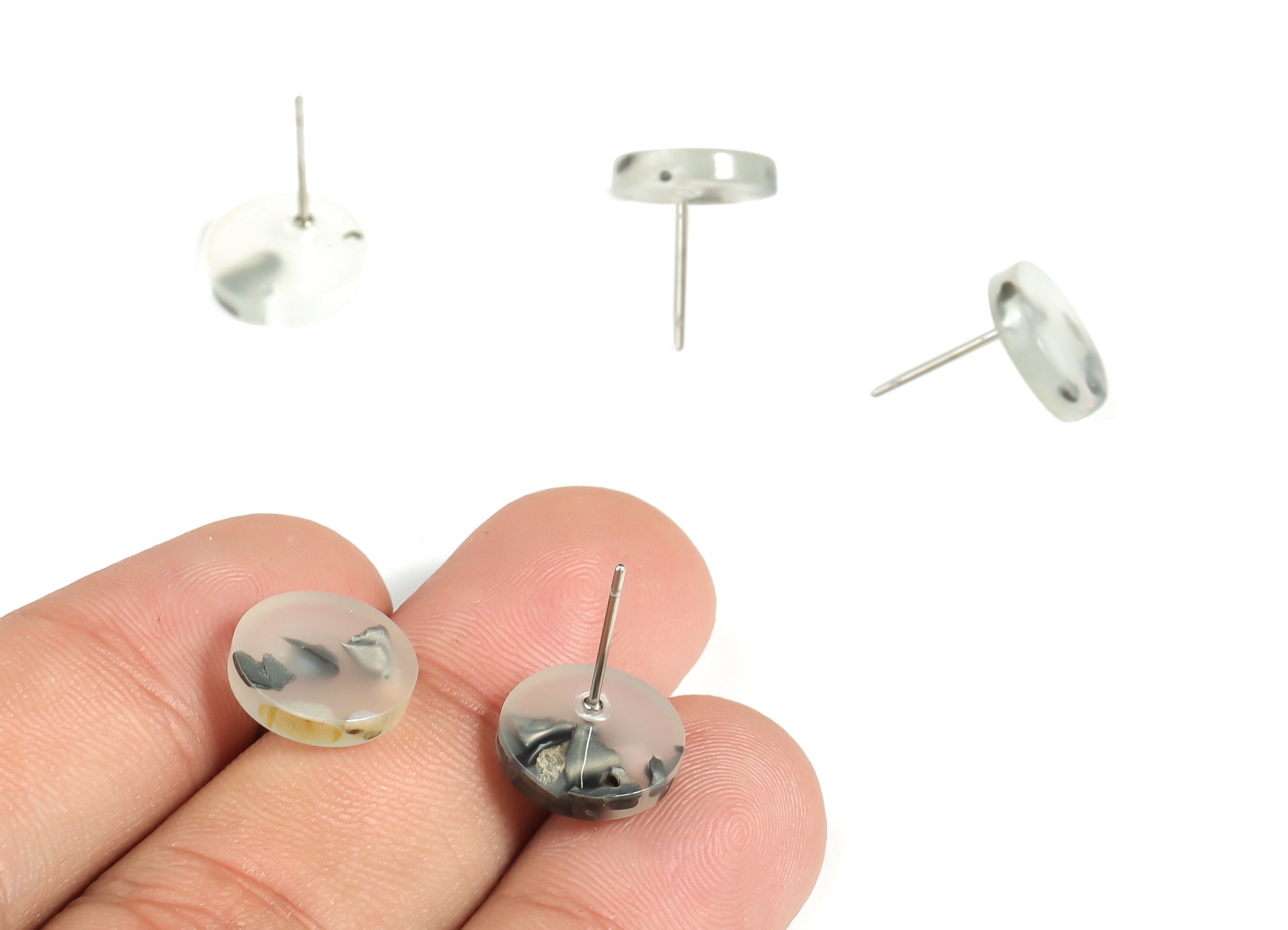 Acrylic Round Earring Post - Acrylic Round Earring Stud - Earring Post Findings - Color Code: A606- 11.83x11.71x2.77mm - AC1139-A606 - DOMEDBAZAAR