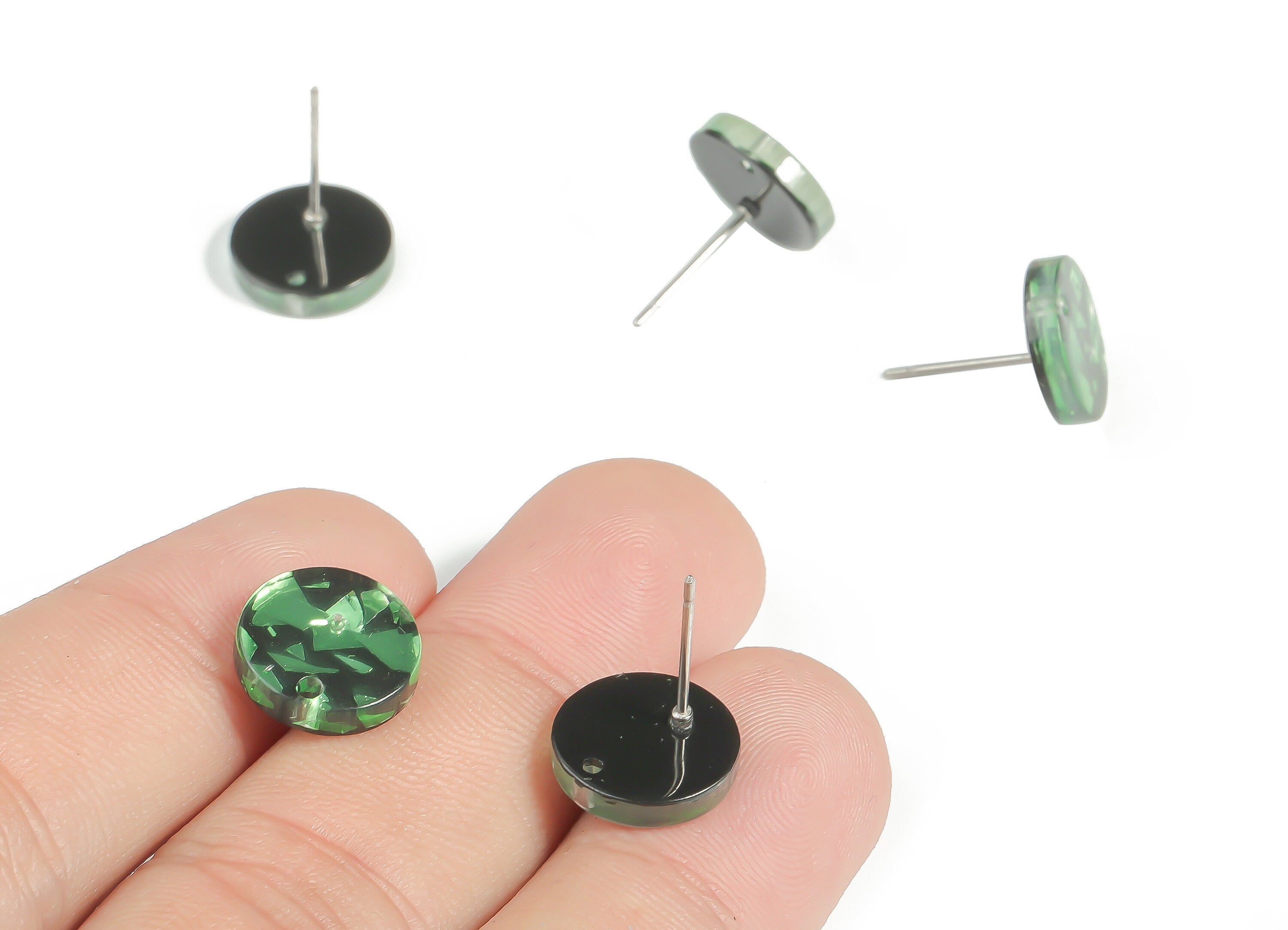 Acrylic Round Earring Stud - Acrylic Round Earring Post - Earring Post Findings - Color Code: A635- 11.75x11.69x2.37mm - AC1139-A635 - DOMEDBAZAAR