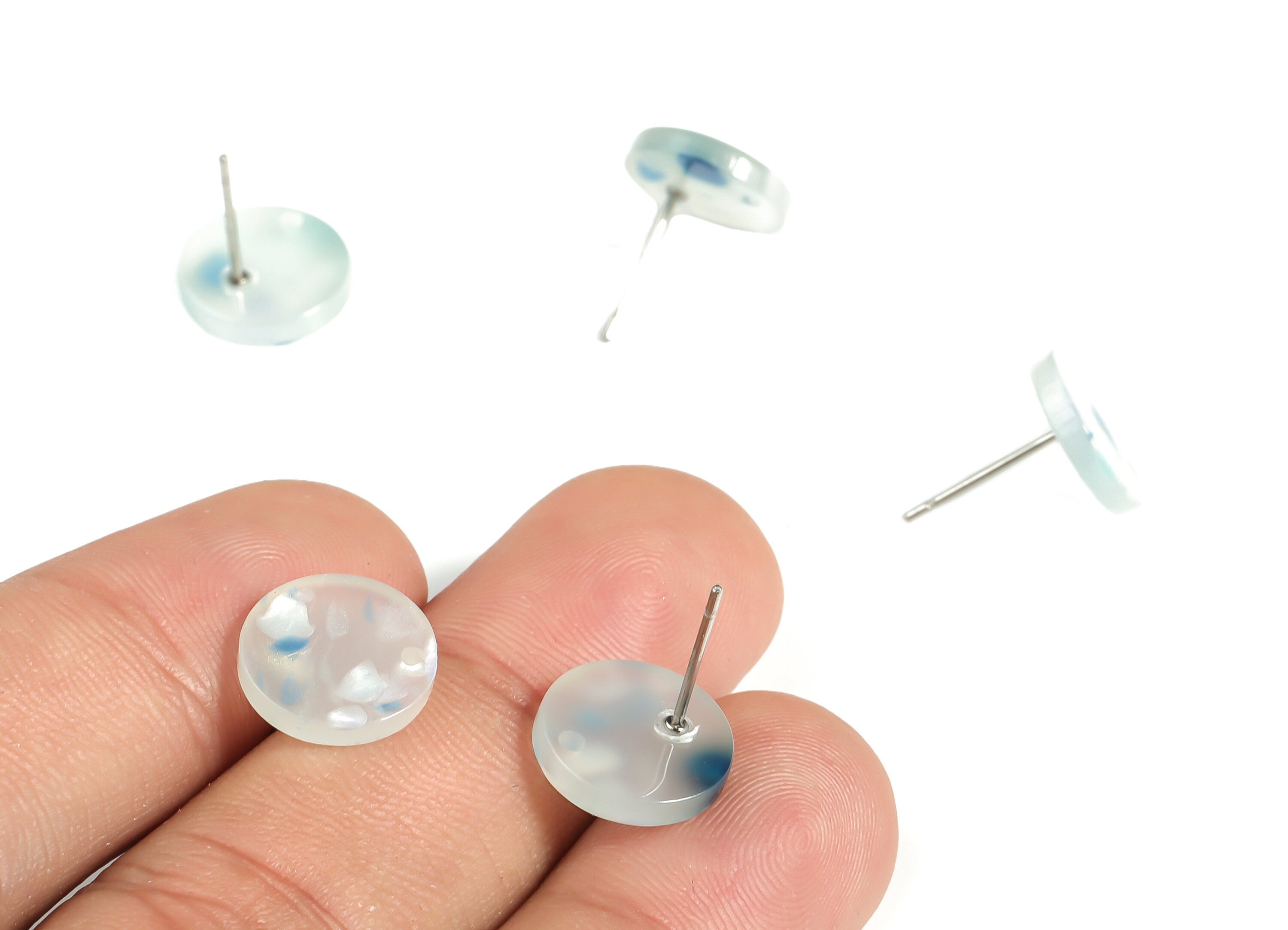 Acrylic Round Earring Stud - Acrylic Round Earring Post - Earring Post Findings - Color Code: A605- 11.82x11.71x2.42mm - AC1139-A605 - DOMEDBAZAAR