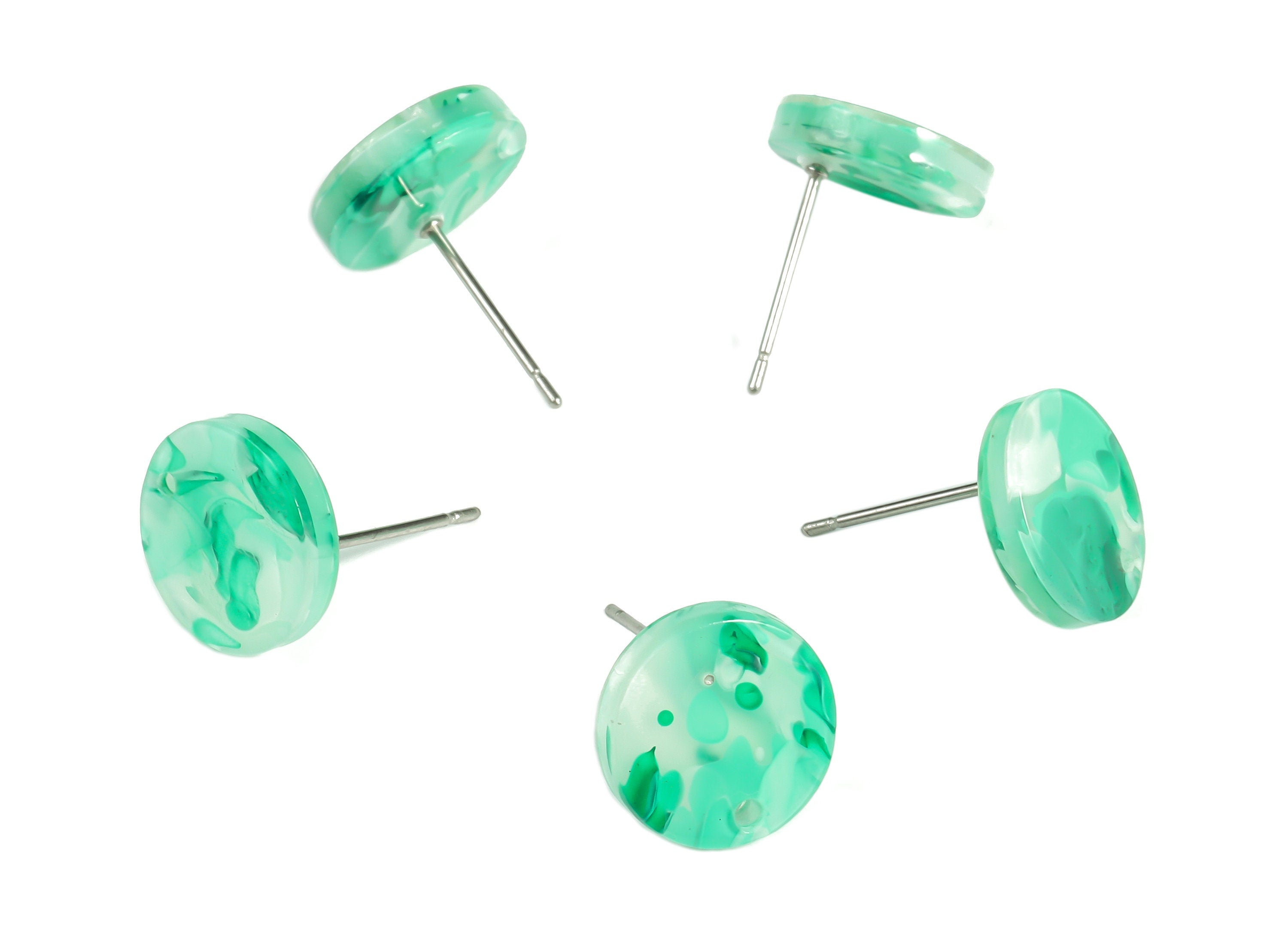 Acrylic Round Earring Stud - Acrylic Round Earring Post - Earring Post Findings - Color Code: A603- 11.77x11.69x2.80mm - AC1139-A603 - DOMEDBAZAAR
