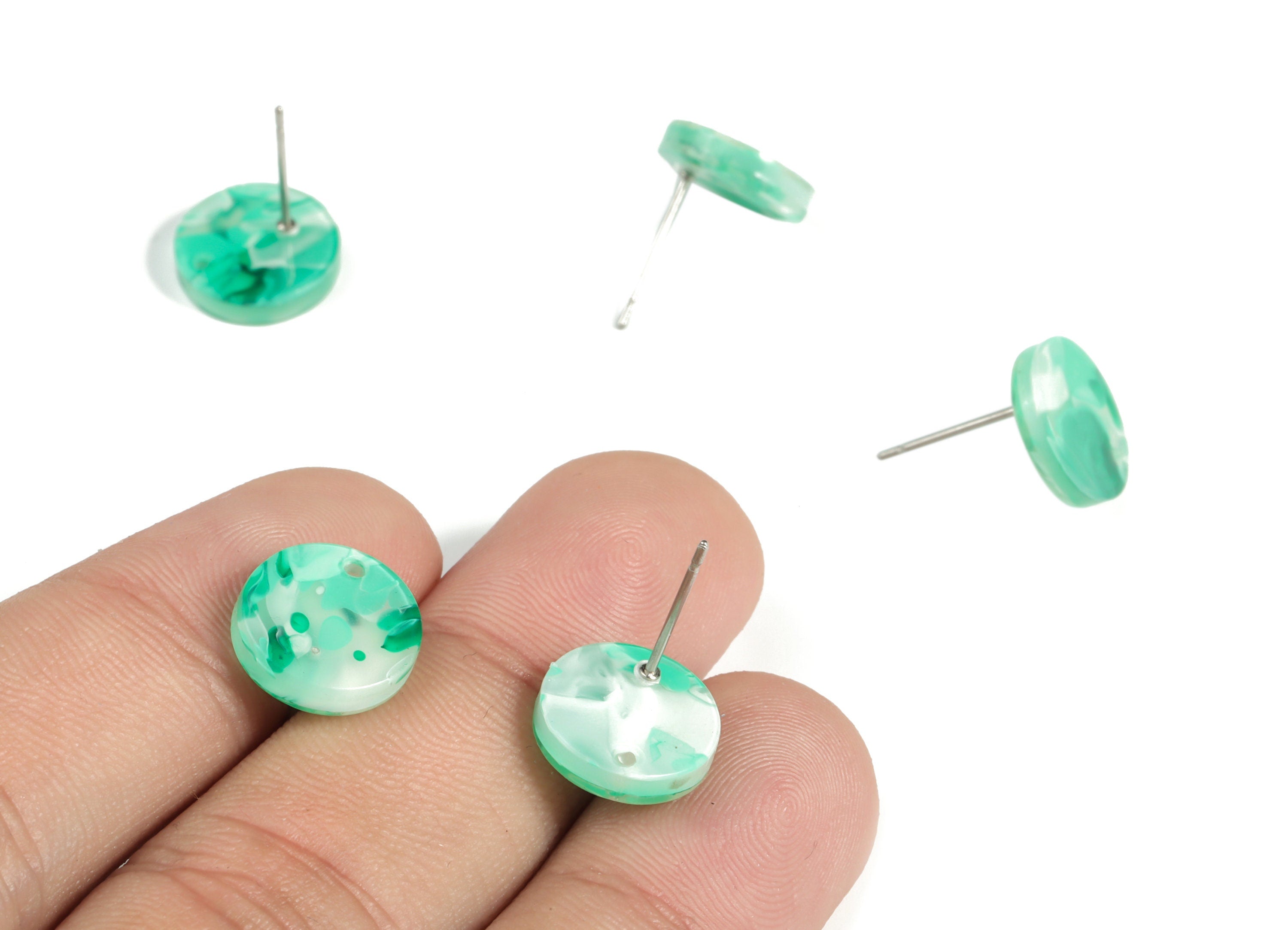 Acrylic Round Earring Stud - Acrylic Round Earring Post - Earring Post Findings - Color Code: A603- 11.77x11.69x2.80mm - AC1139-A603 - DOMEDBAZAAR