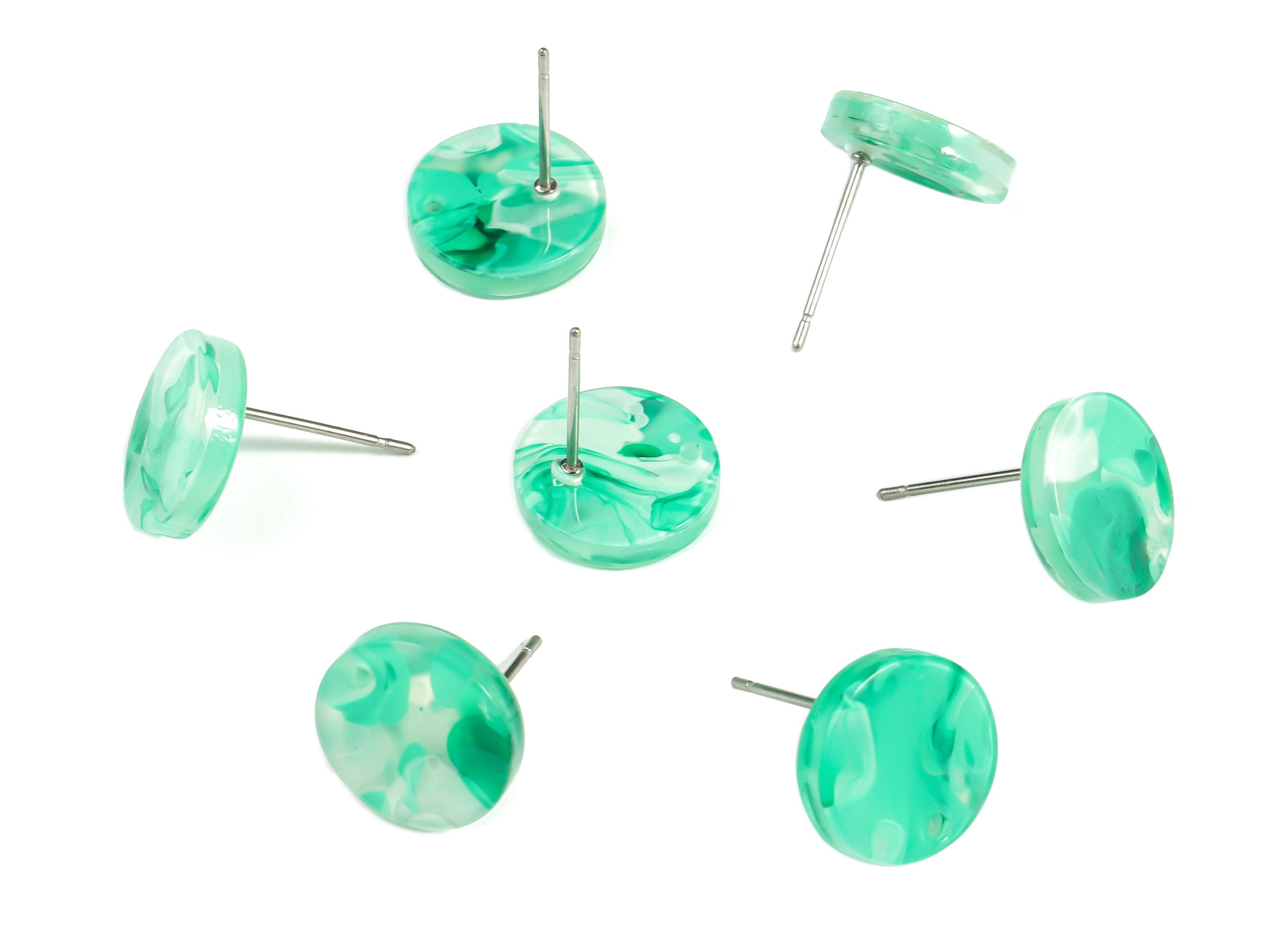 Acrylic Round Earring Stud - Acrylic Round Earring Post - Earring Post Findings - Color Code: A603- 11.77x11.69x2.80mm - AC1139-A603 - DOMEDBAZAAR