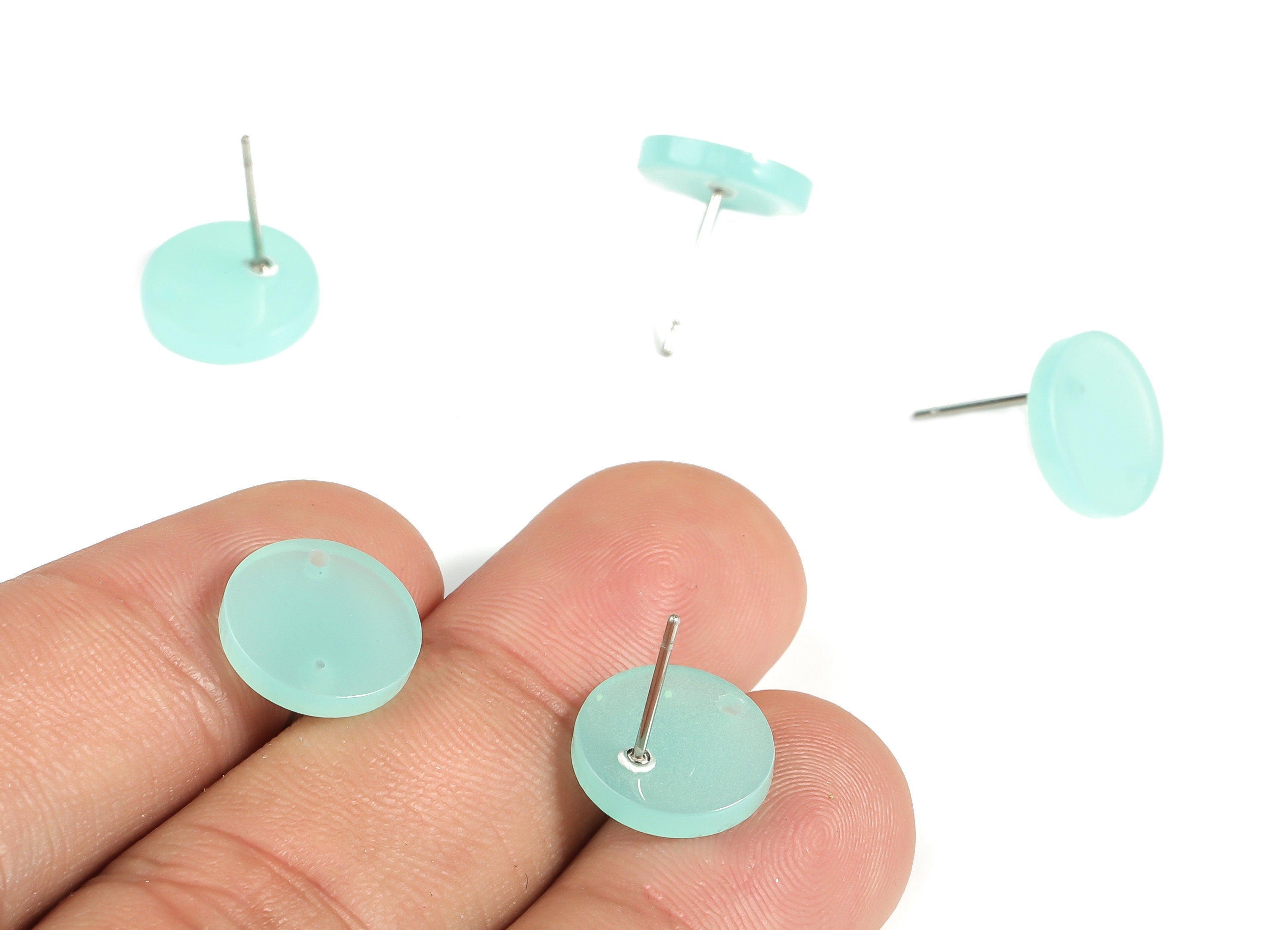 Acrylic Round Earring Post - Acrylic Round Earring Stud - Earring Post Findings - Color Code: A612- 11.81x11.63x2.26mm - AC1139-A612 - DOMEDBAZAAR