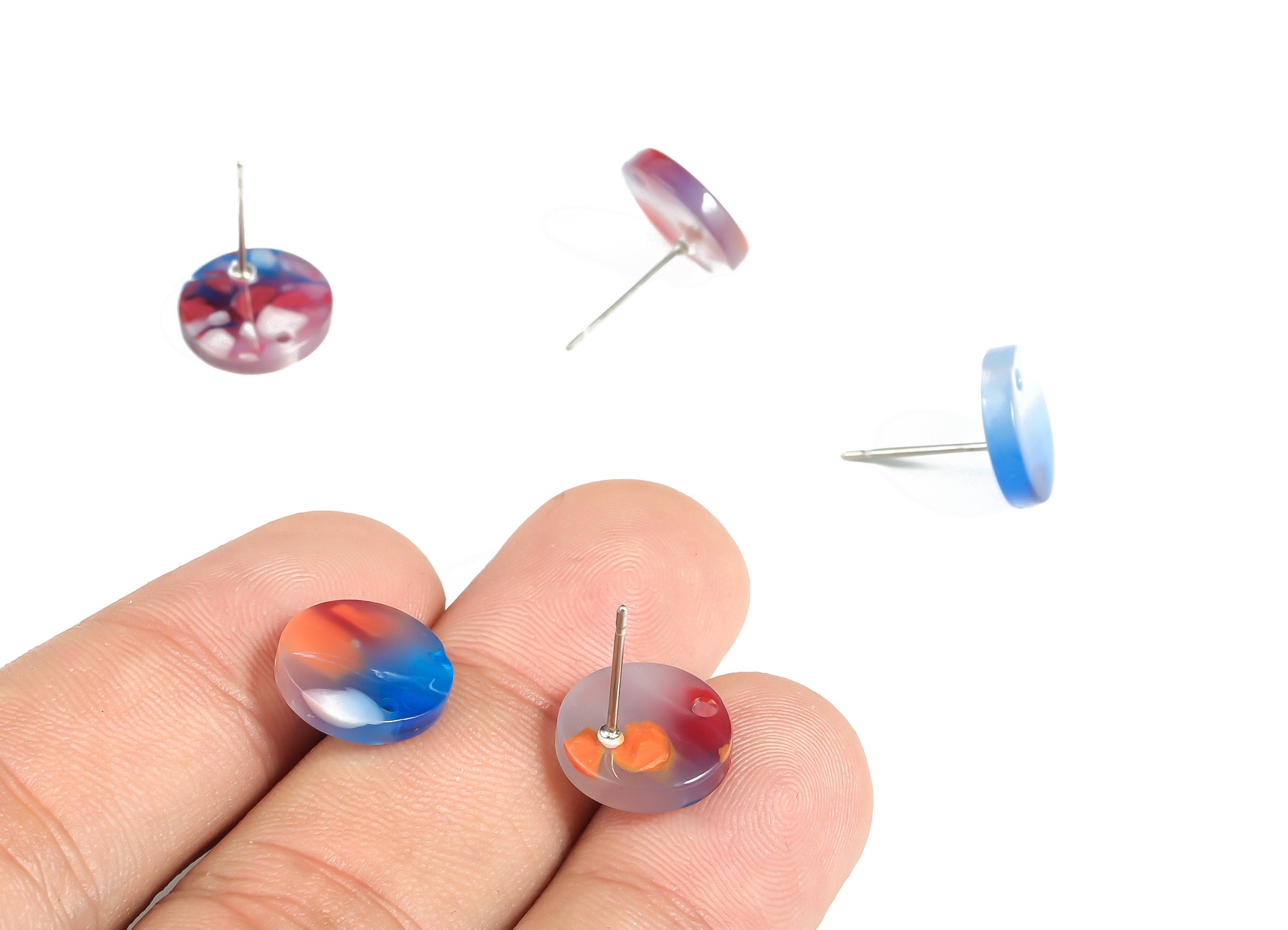 Acrylic Round Earring Post - Acrylic Round Earring Stud - Earring Post Findings - Color Code: A608- 11.72x11.64x2.37mm - AC1139-A608 - DOMEDBAZAAR