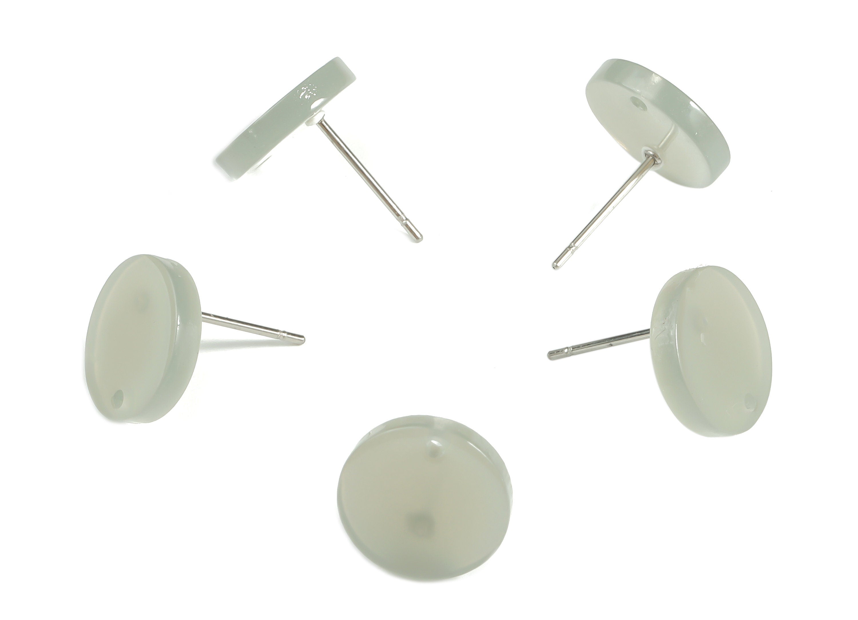Acrylic Round Earring Stud - Acrylic Circle Earring Post - 316 Surgical Stainless Steel - Color Code: A627 - 11.79x11.74x2.2mm - AC1139-A627 - DOMEDBAZAAR