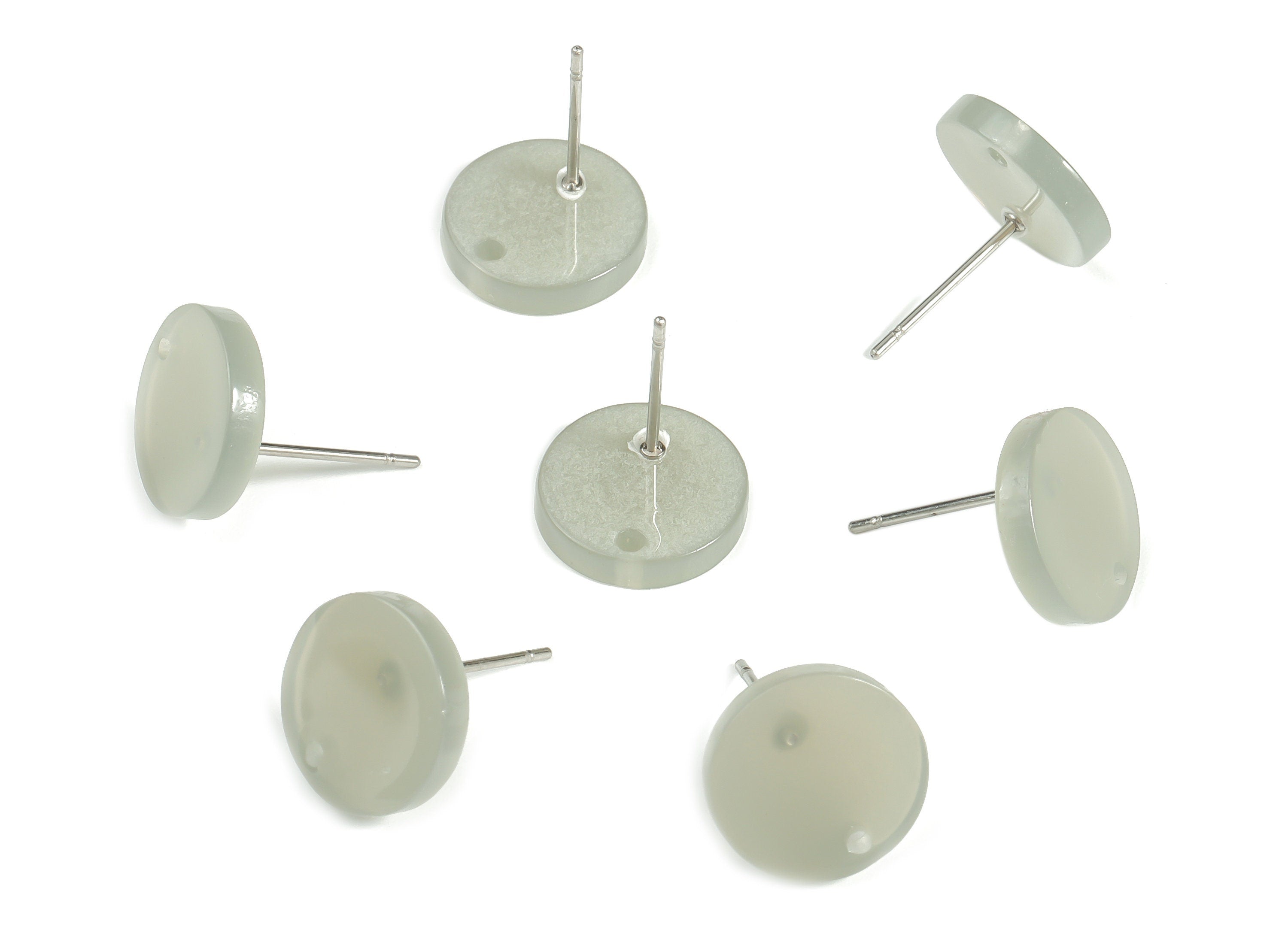 Acrylic Round Earring Stud - Acrylic Circle Earring Post - 316 Surgical Stainless Steel - Color Code: A627 - 11.79x11.74x2.2mm - AC1139-A627 - DOMEDBAZAAR