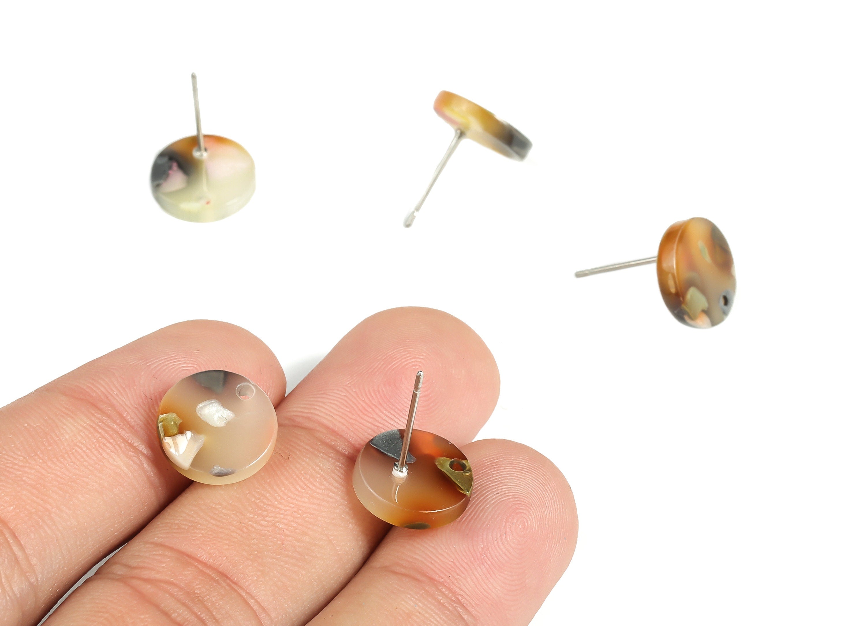 Acrylic Round Earring Stud - Acrylic Round Earring Post - Earring Post Findings - Color Code: A607- 11.74x11.71x2.41mm - AC1139-A607 - DOMEDBAZAAR