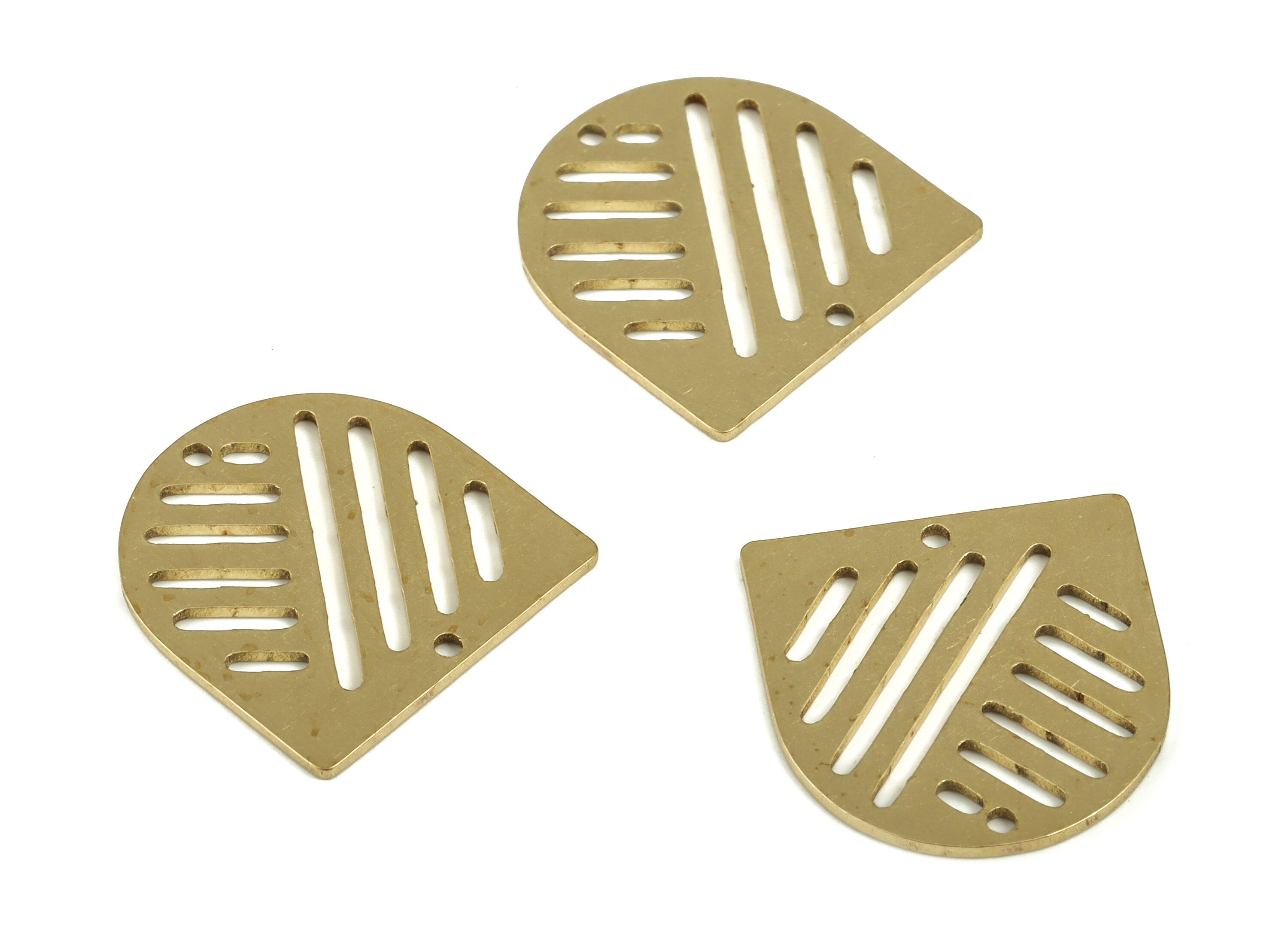 Domed Earring Charms - Raw Brass Rainbow Half Round Charms - Half Oval Charms - Jewelry Making Supplies - 18.17x17.36x0.79mm - PP4226 - DOMEDBAZAAR