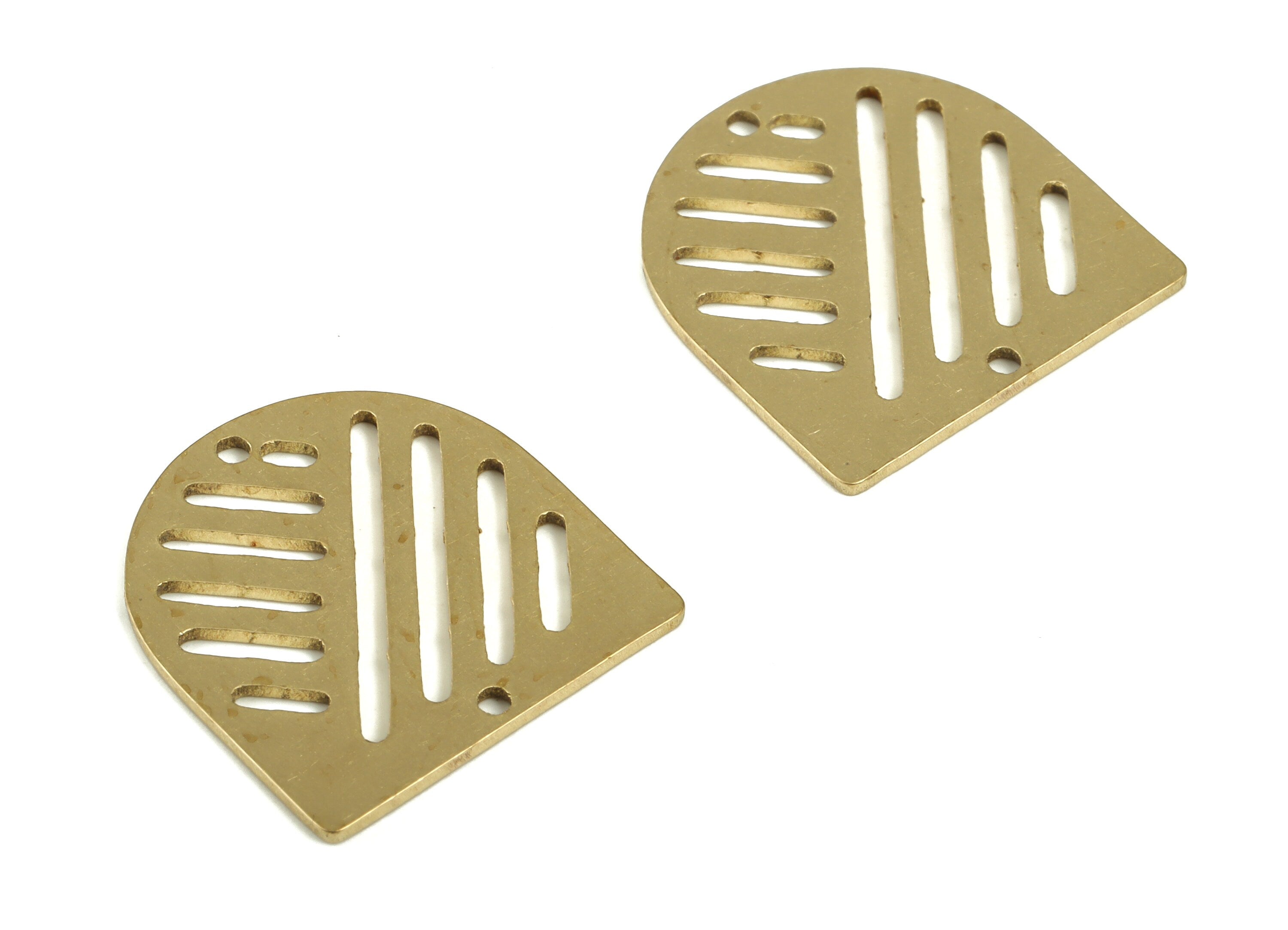 Domed Earring Charms - Raw Brass Rainbow Half Round Charms - Half Oval Charms - Jewelry Making Supplies - 18.17x17.36x0.79mm - PP4226 - DOMEDBAZAAR