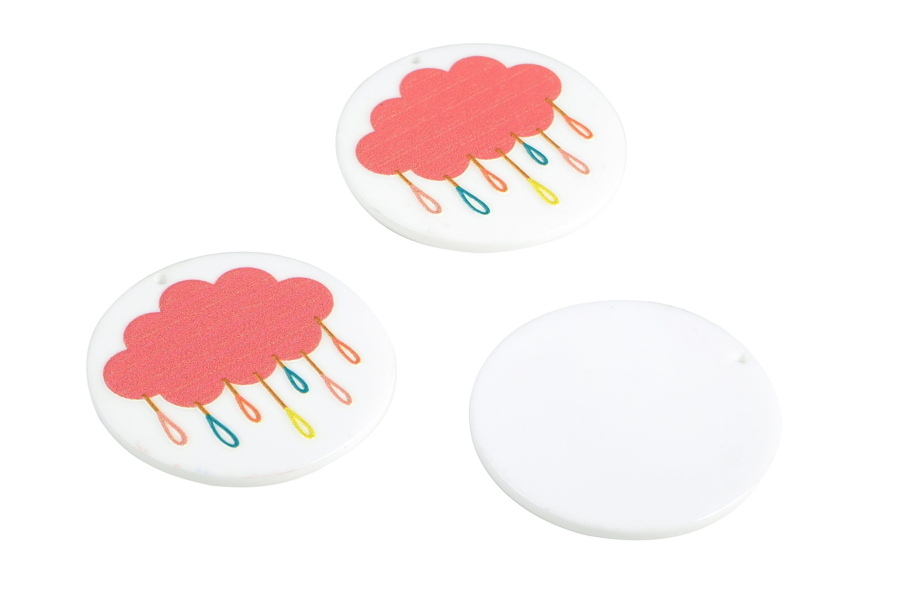 Acrylic Round Cloud Earring Charms - Acrylic Circle Cloud Pendant - Earring Findings - Jewelry Making Supplies - 37.95x37.79x2.13mm - AC2264 - DOMEDBAZAAR
