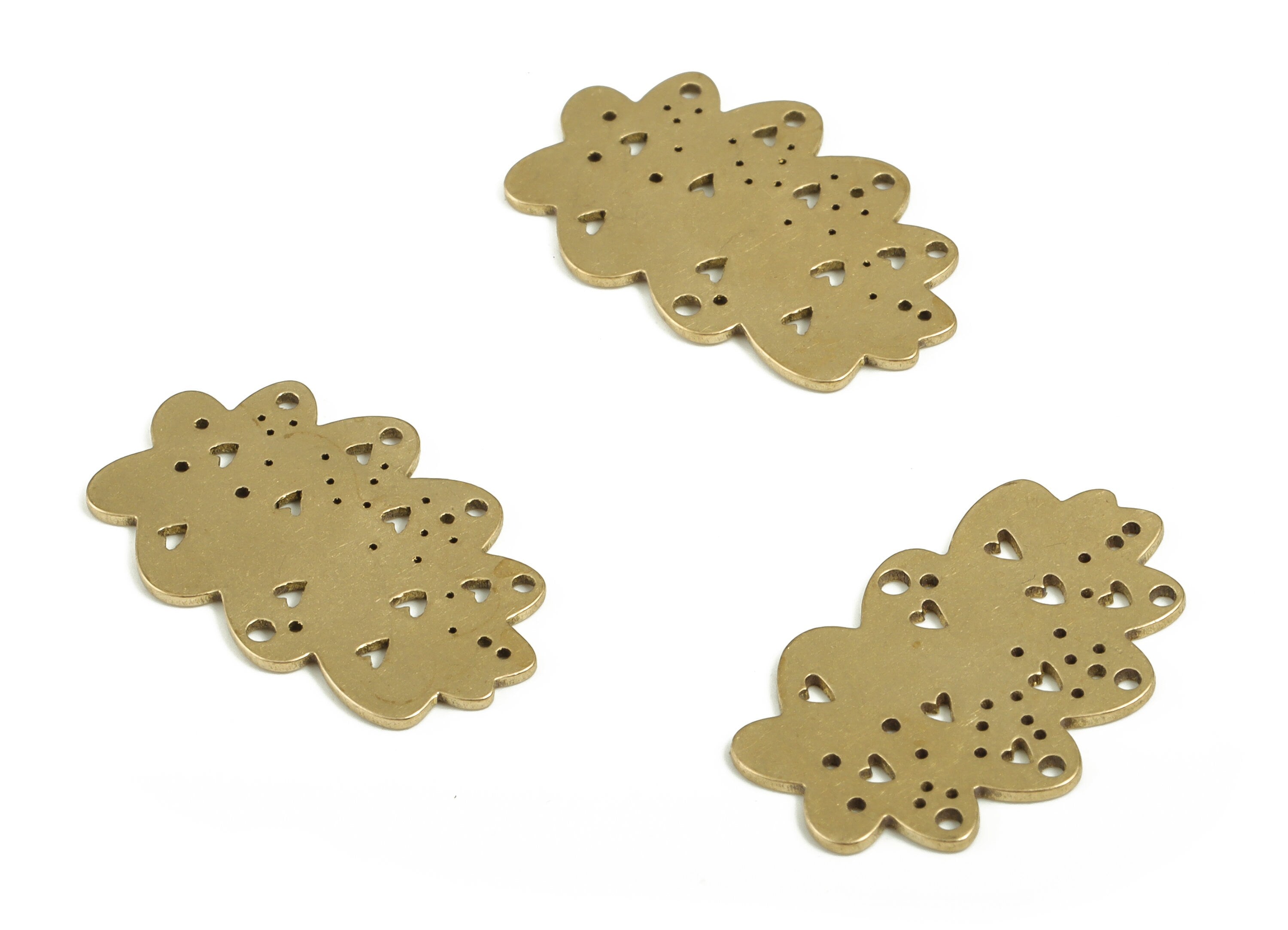 Cloud Earring Connector - 5 Holes - Raw Brass Cloud Hearts Earring Charms - Jewelry Making Supplies - 21.94x13.82x0.68mm - PP4184 - DOMEDBAZAAR