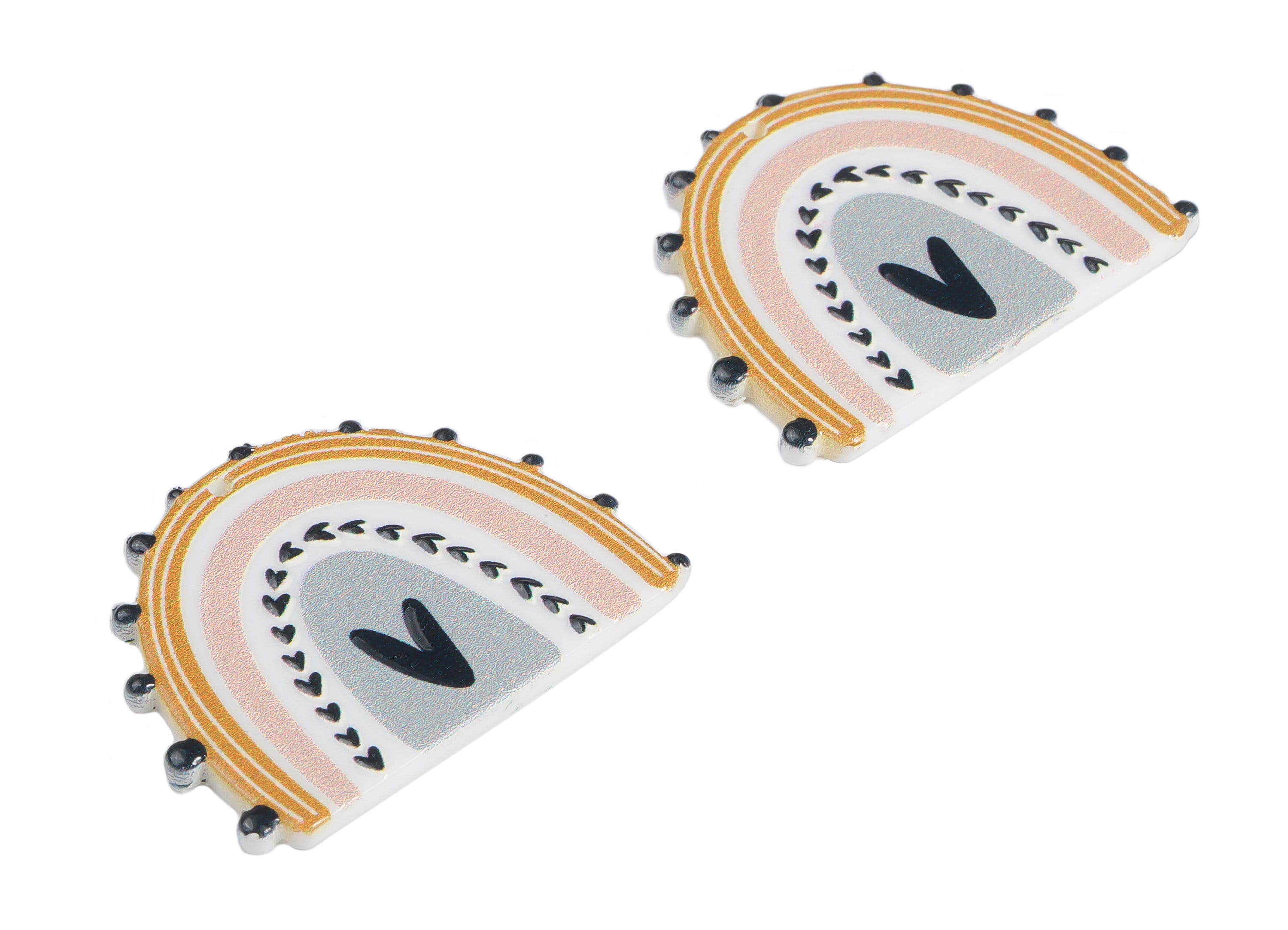 Acrylic Rainbow Earring Charms - Acrylic Rainbow Heart Pendant - Earring Findings - Jewelry Making Supplies - 37.99x28.41x2.38mm - AC2261 - DOMEDBAZAAR