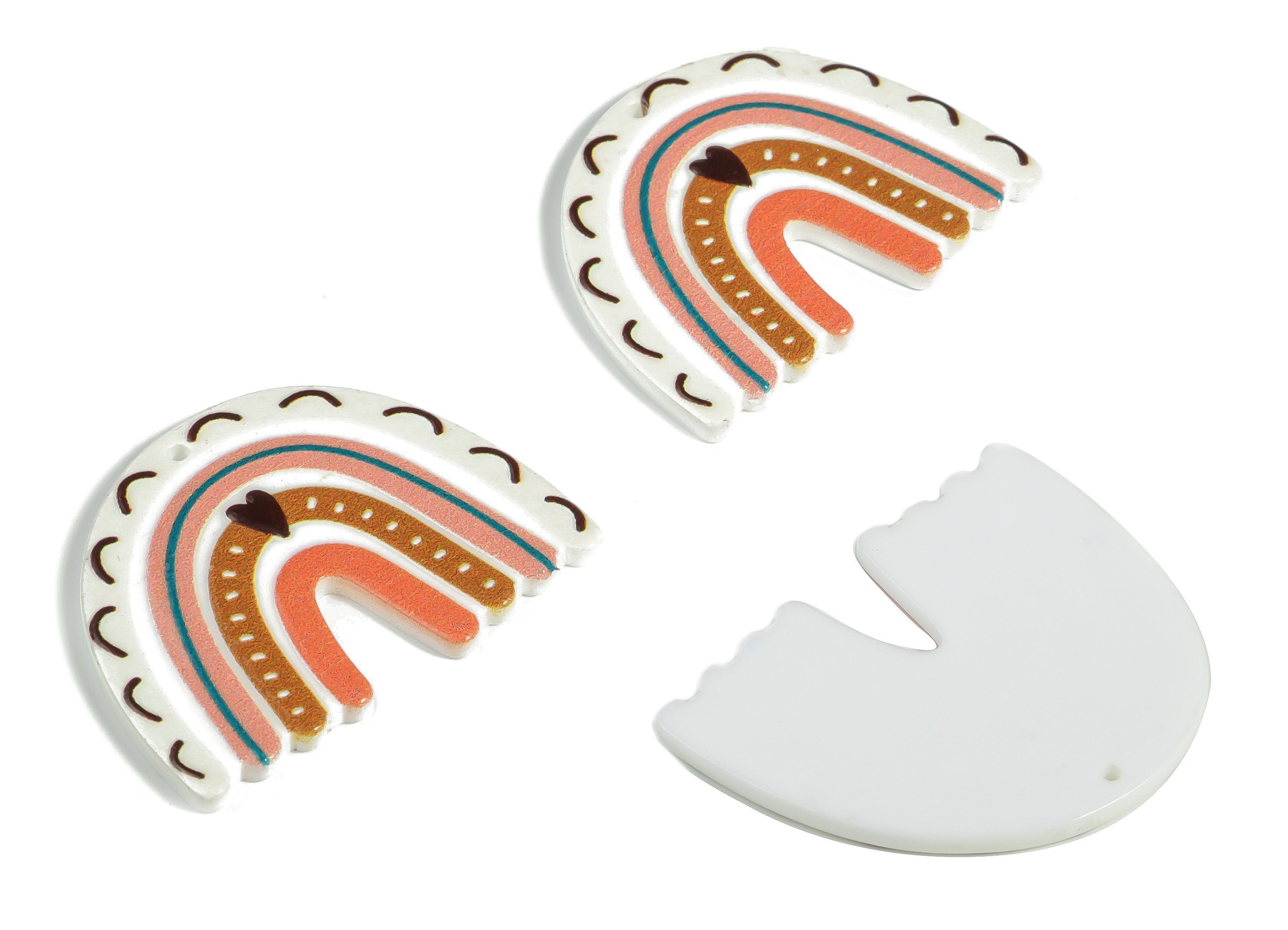 Acrylic Rainbow Heart Pendant - Acrylic Rainbow Earring Charms - Earring Findings - Jewelry Making Supplies - 37.47x29.75x2.26mm - AC2260B - DOMEDBAZAAR