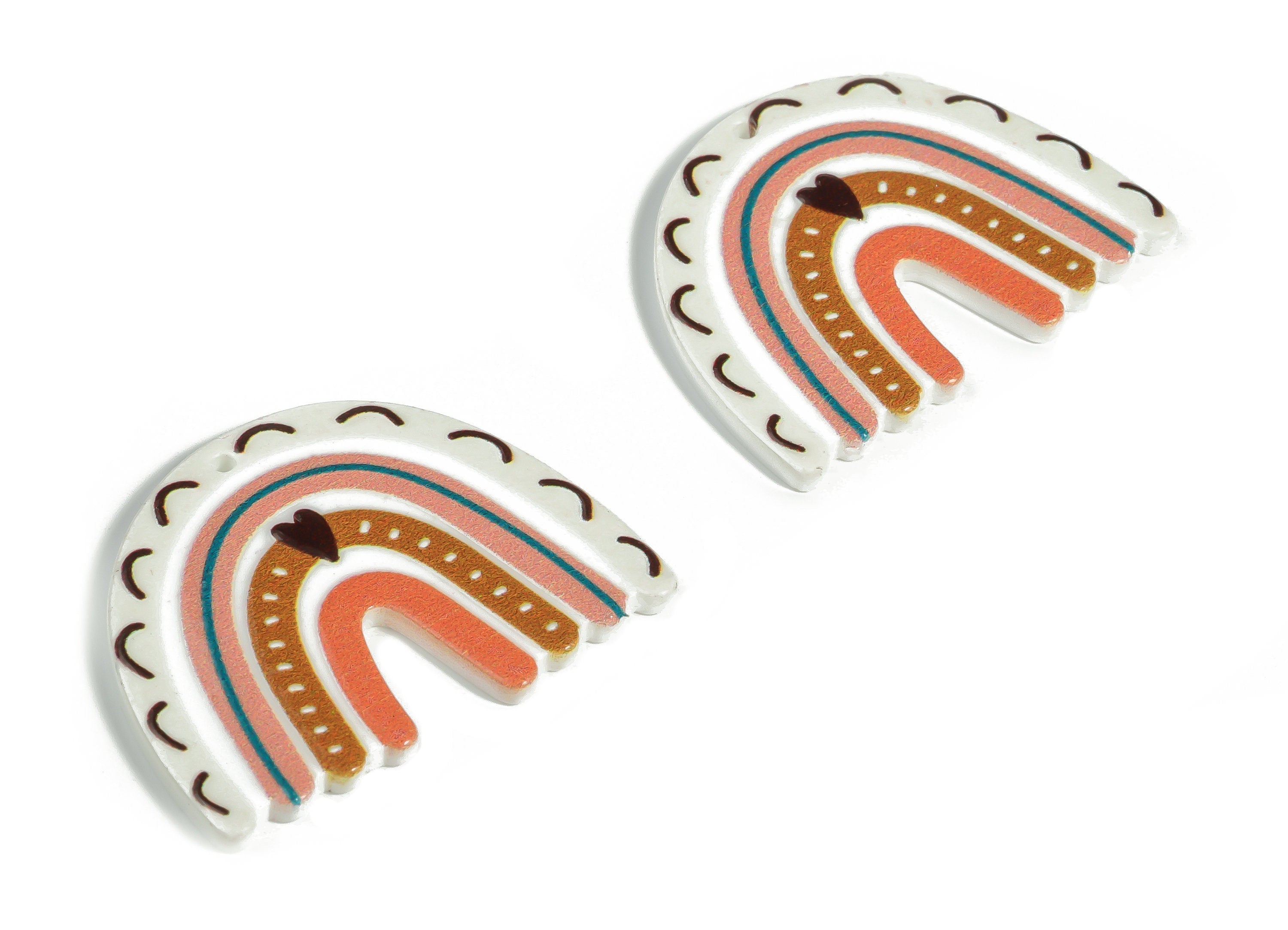 Acrylic Rainbow Heart Pendant - Acrylic Rainbow Earring Charms - Earring Findings - Jewelry Making Supplies - 37.47x29.75x2.26mm - AC2260B - DOMEDBAZAAR