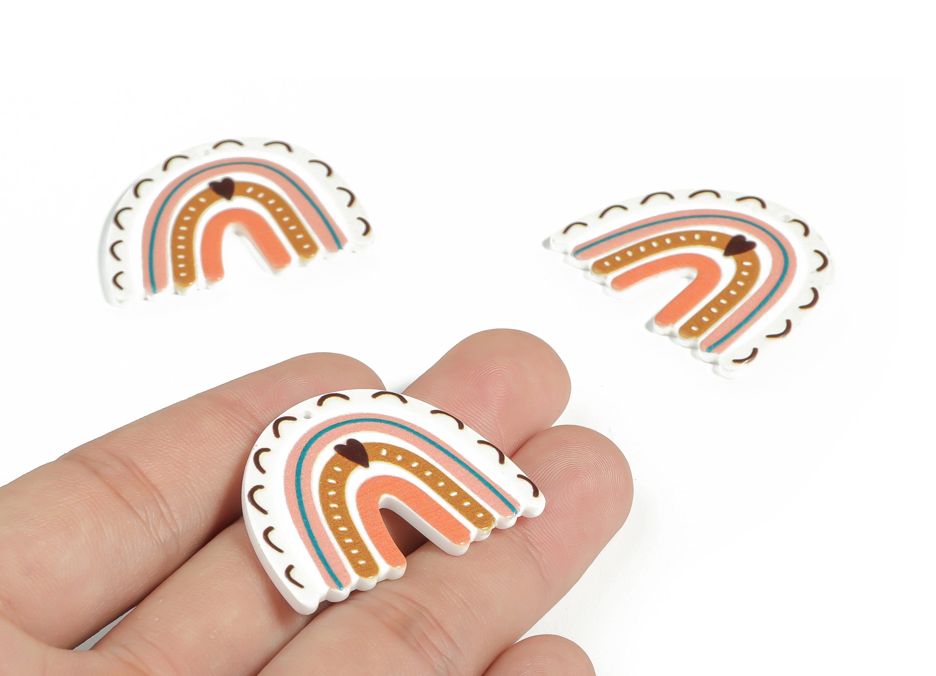Acrylic Rainbow Heart Pendant - Acrylic Rainbow Earring Charms - Earring Findings - Jewelry Making Supplies - 37.47x29.75x2.26mm - AC2260B - DOMEDBAZAAR