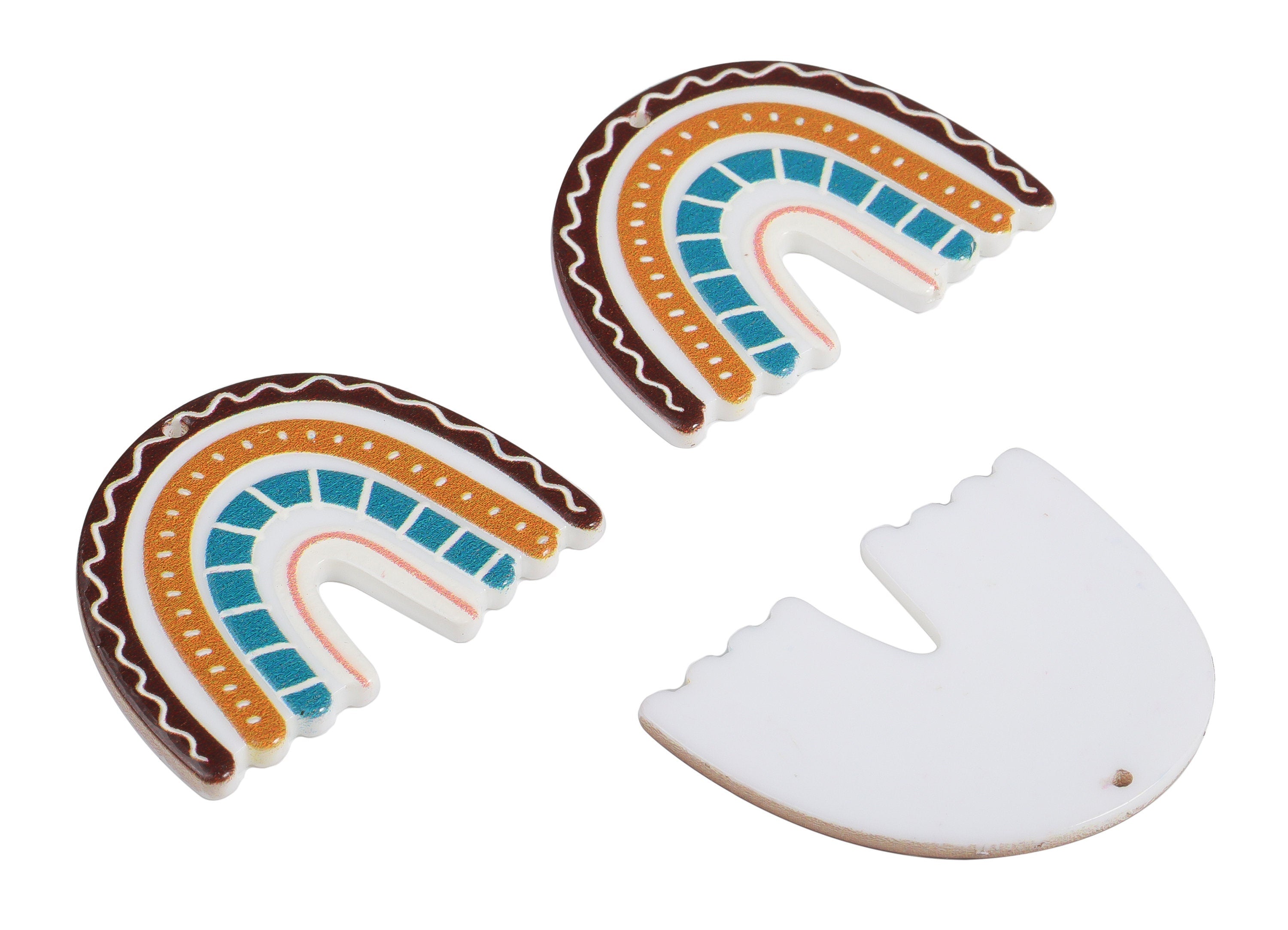 Acrylic Rainbow Wave Pendant -Earring Findings - Acrylic Rainbow Earring Charms - Jewelry Making Supplies - 37.49x30.07x2.35mm - AC2260A - DOMEDBAZAAR