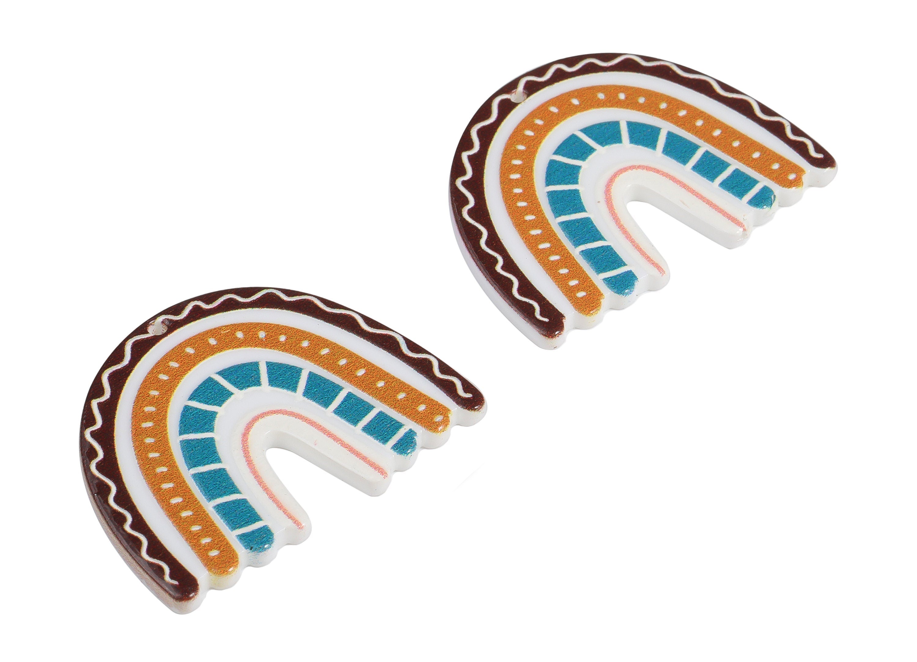 Acrylic Rainbow Wave Pendant -Earring Findings - Acrylic Rainbow Earring Charms - Jewelry Making Supplies - 37.49x30.07x2.35mm - AC2260A - DOMEDBAZAAR