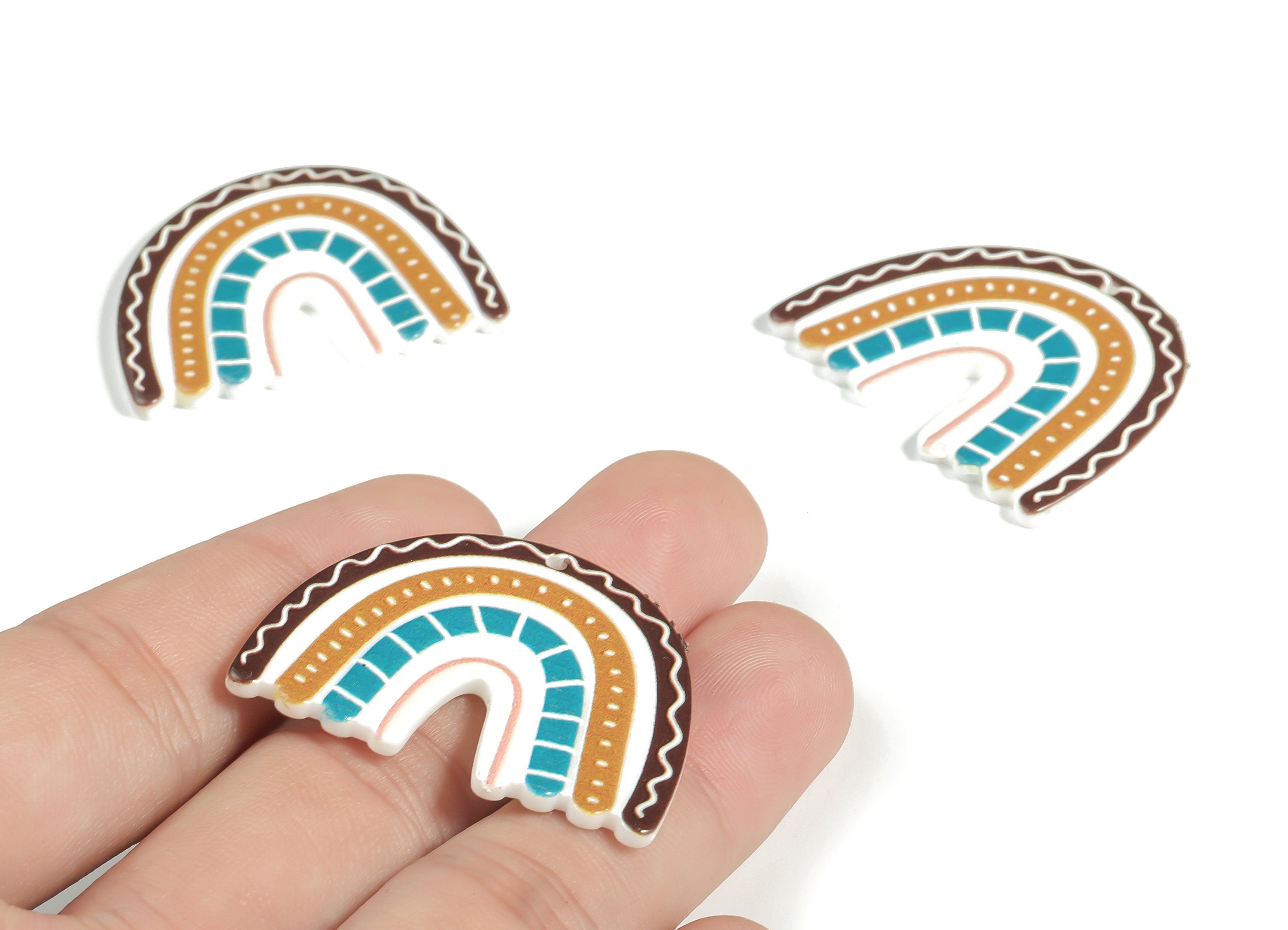 Acrylic Rainbow Wave Pendant -Earring Findings - Acrylic Rainbow Earring Charms - Jewelry Making Supplies - 37.49x30.07x2.35mm - AC2260A - DOMEDBAZAAR