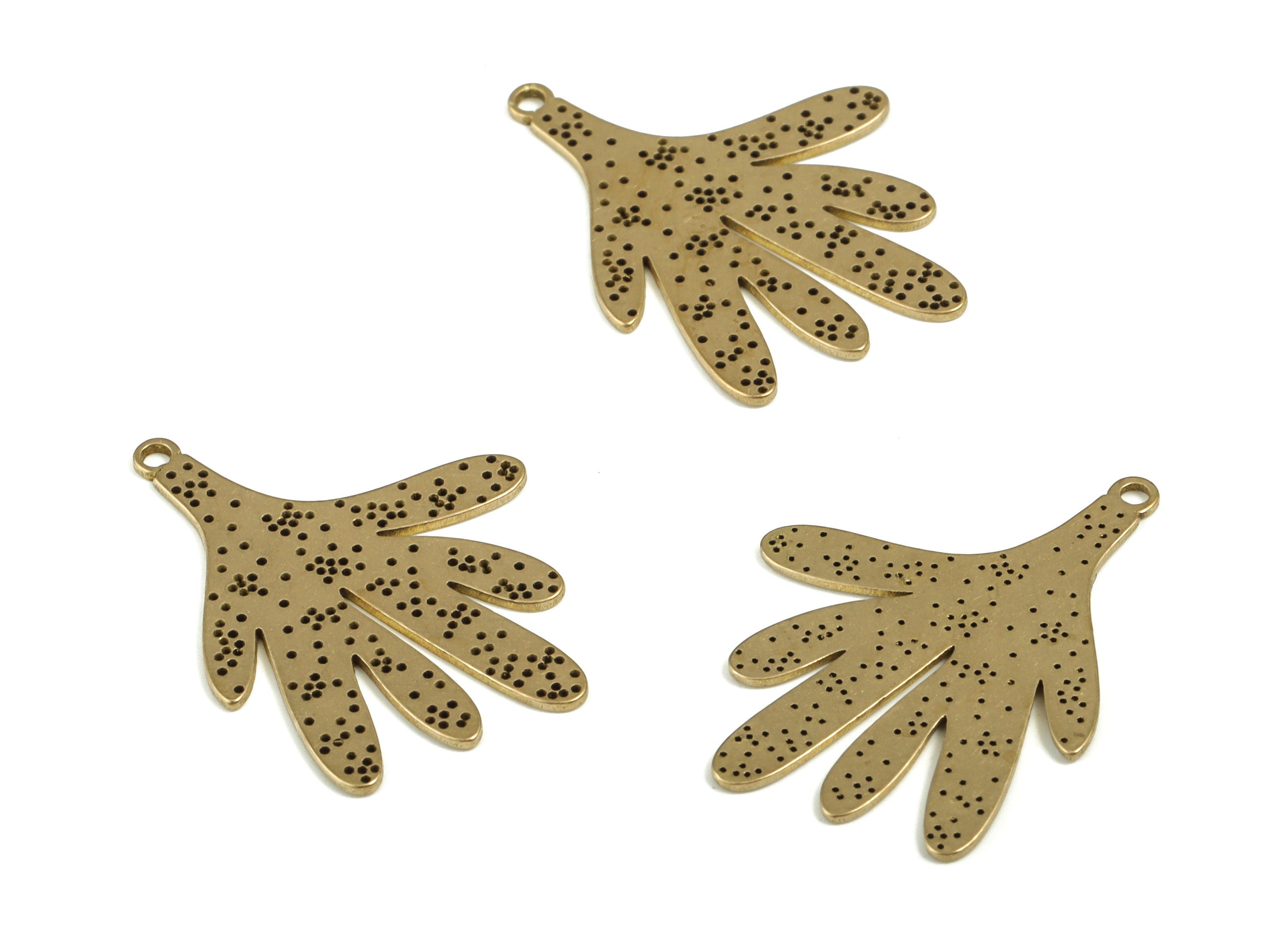 Brass Feather Earring Charms - Raw Brass Feather Pendant - Earrings Finding - Jewelry Making Supplies - 24.46x18.11x0.59mm - PP4195 - DOMEDBAZAAR