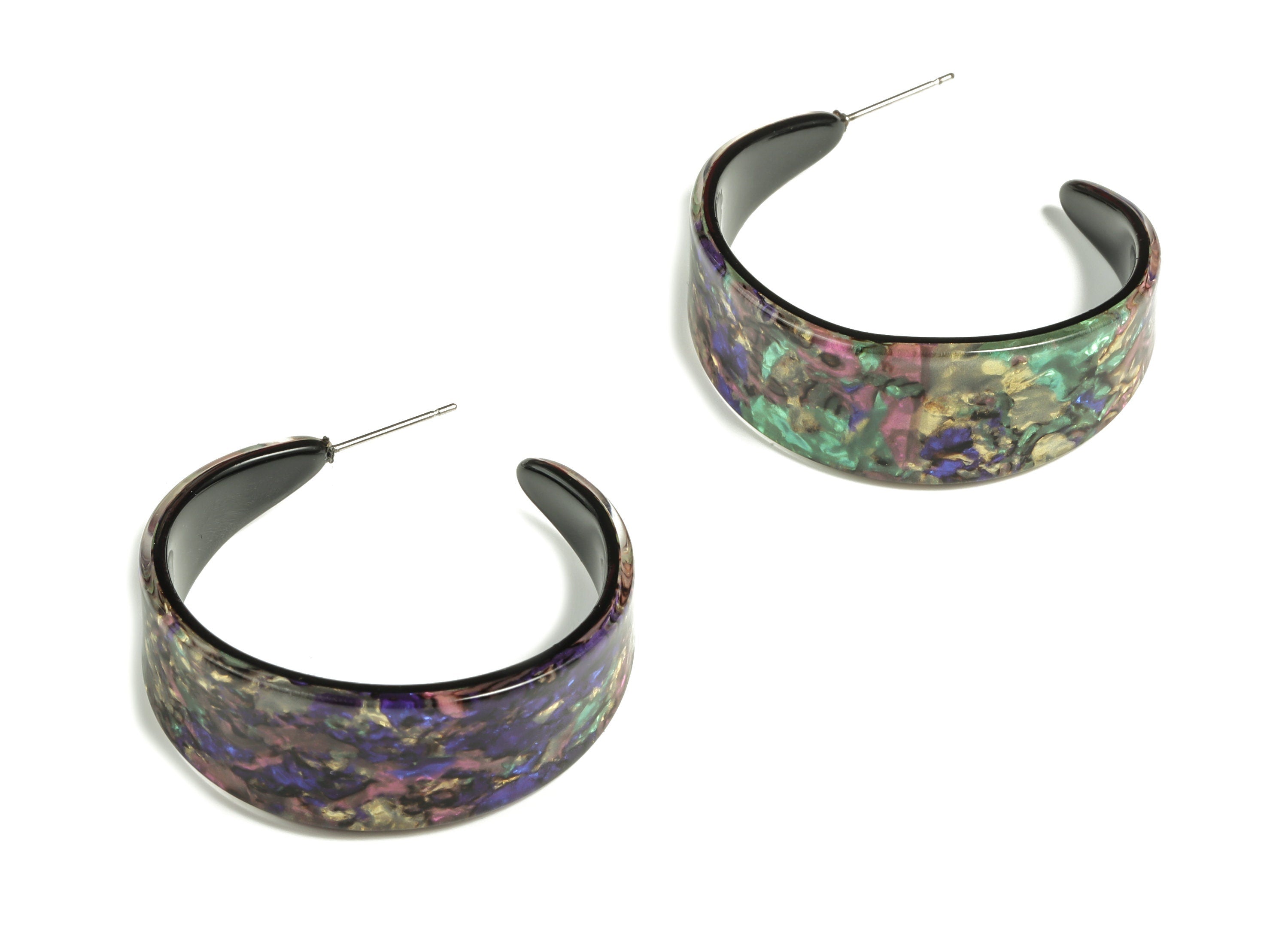 Acrylic Open Hoop Earring Studs - Acrylic Stud Earrings - Round Earring Post – Gold Tone Plated Stud – Code: A652 -14.36x2.84mm- AC2295-A652 - DOMEDBAZAAR